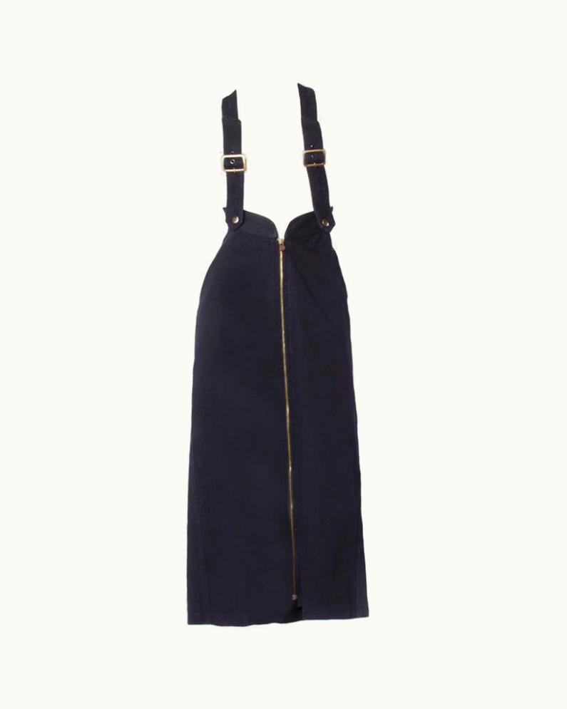 Fendi Fendi 90s Vintage Black Denim Suspender Skirt
