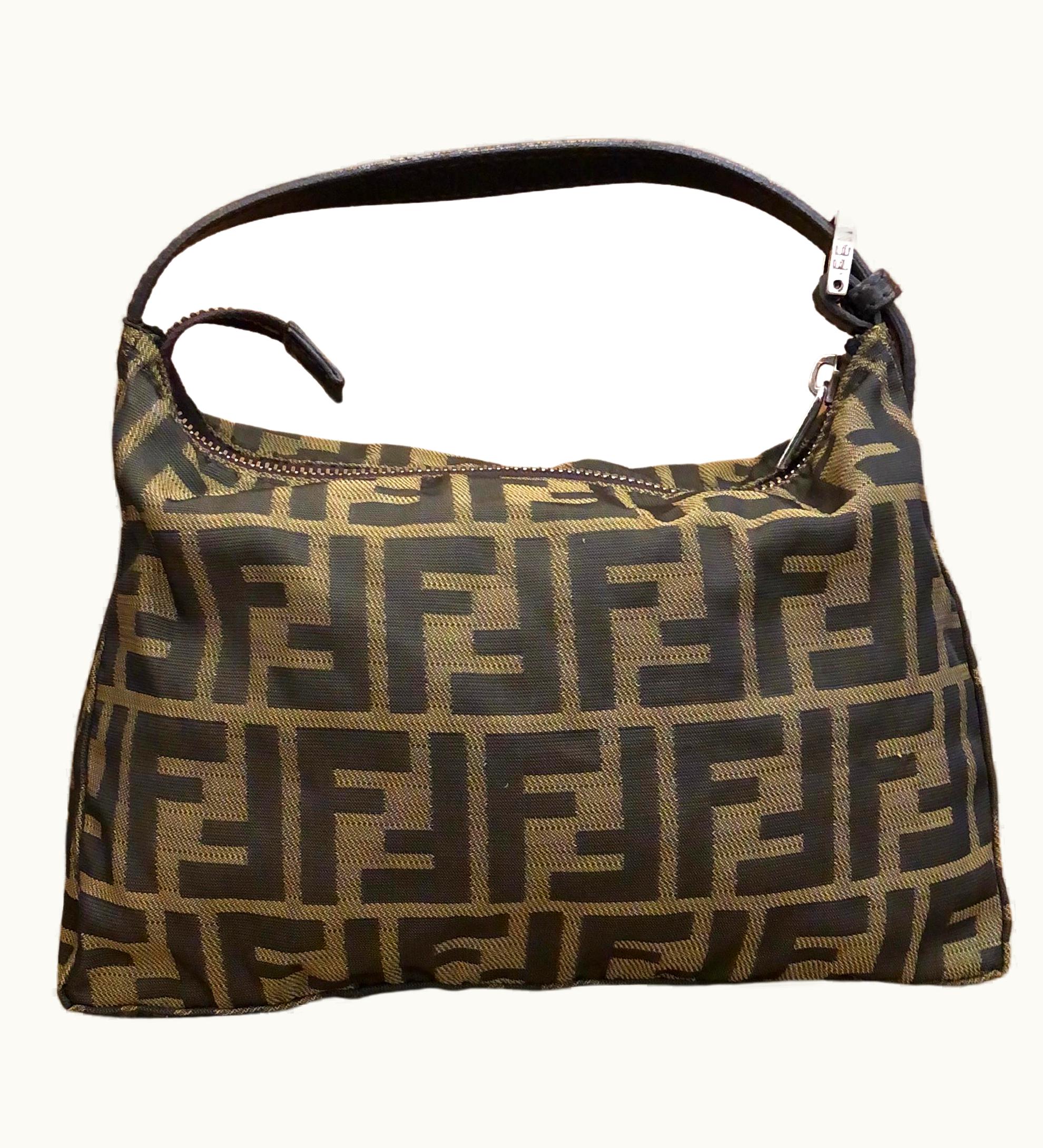 Fendi Vintage Fendi Brown Zucca Jacquard Pouch Handbag