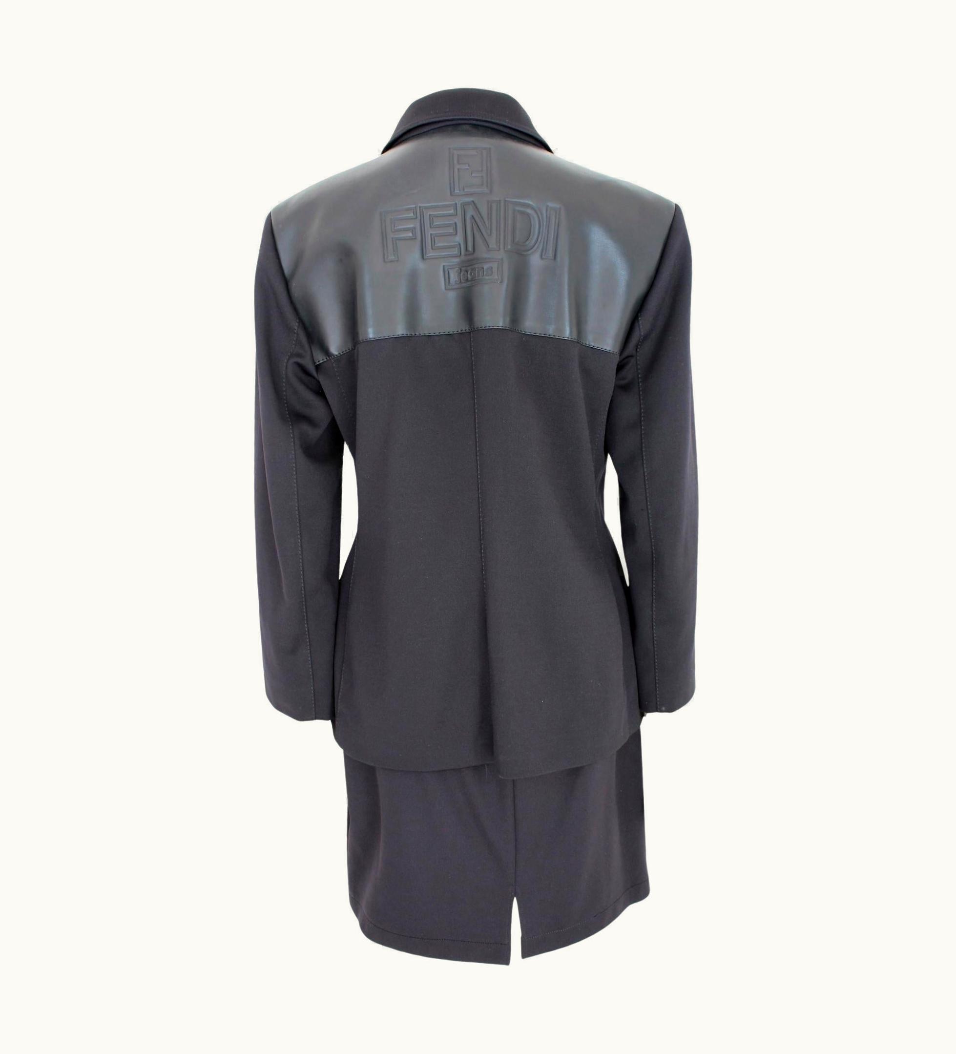 Fendi Fendi Black Vintage 90s Classic Skirt Suit