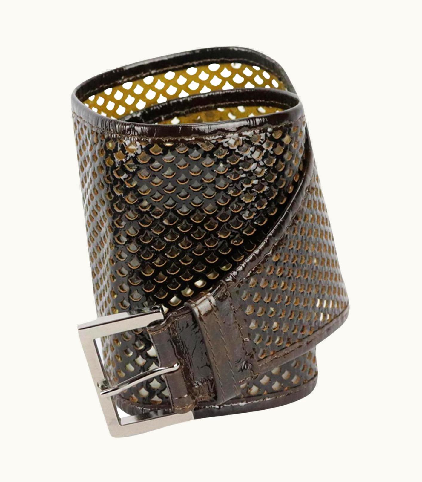 Fendi Fendi Perforated Patent Leather Waist Belt