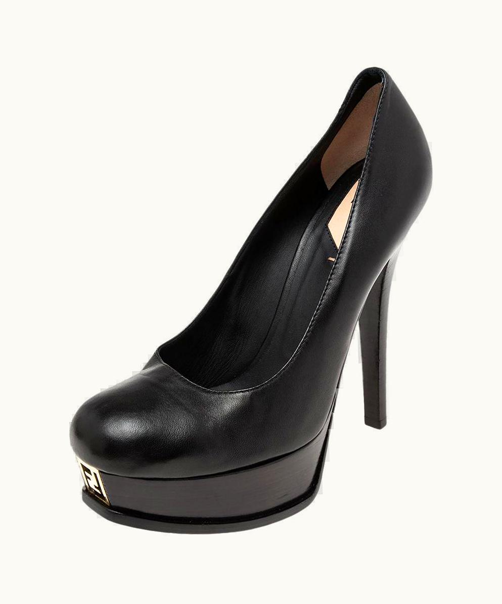 Fendi Fendi Black Leather Fendista Pumps