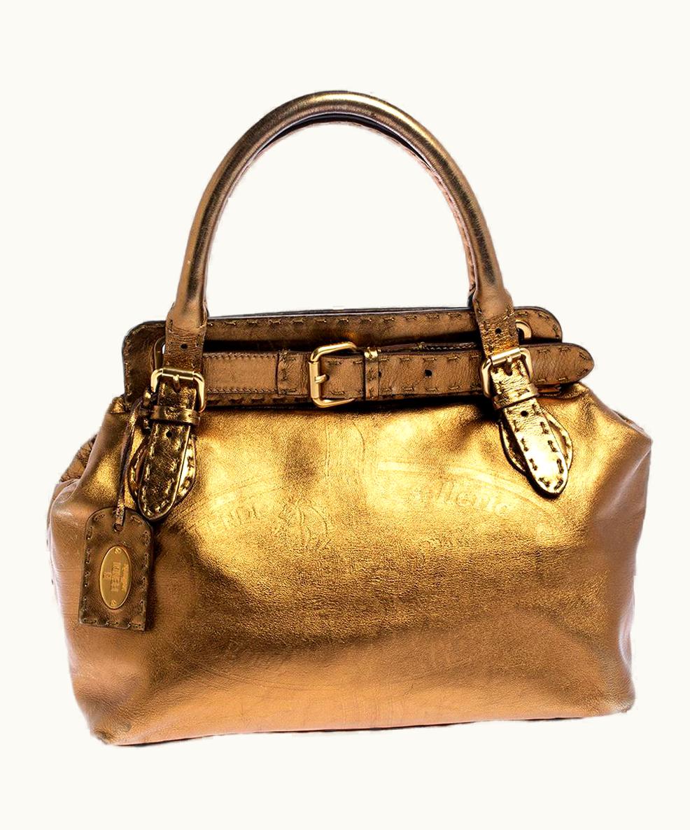 Fendi Fendi Gold Selleria Leather Villa Borghese Tote