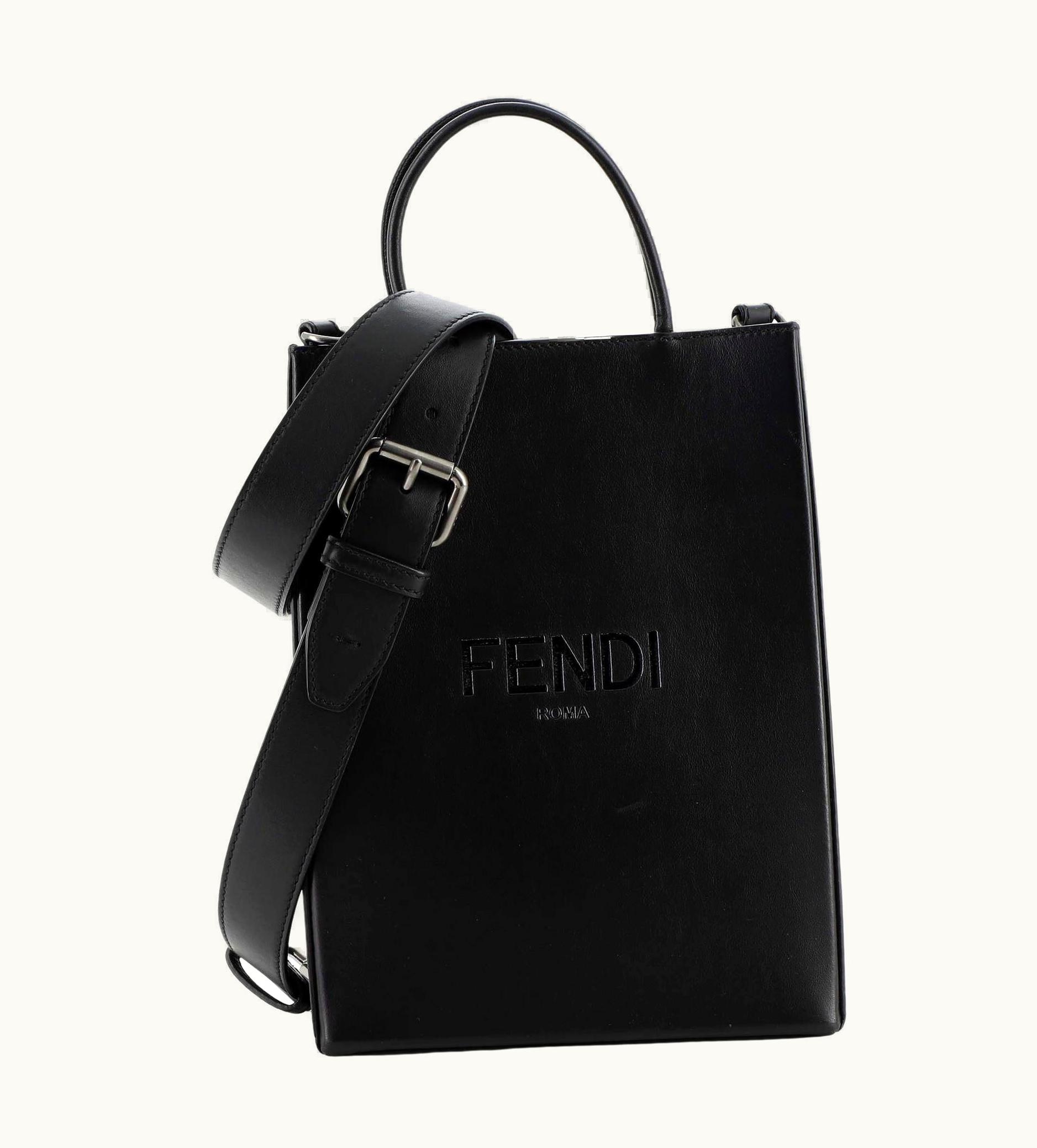 Fendi Fendi Pack Shopping Tote Embossed Leather Small