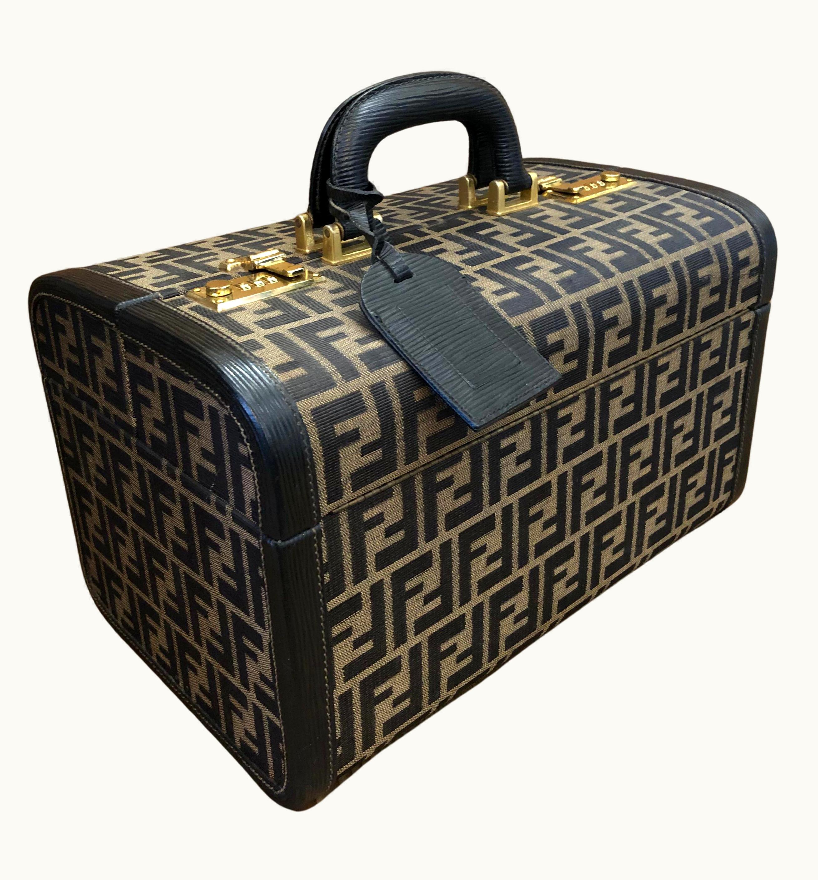 Fendi Vintage Fendi Brown Zucca Jacquard Vanity Trunk Case
