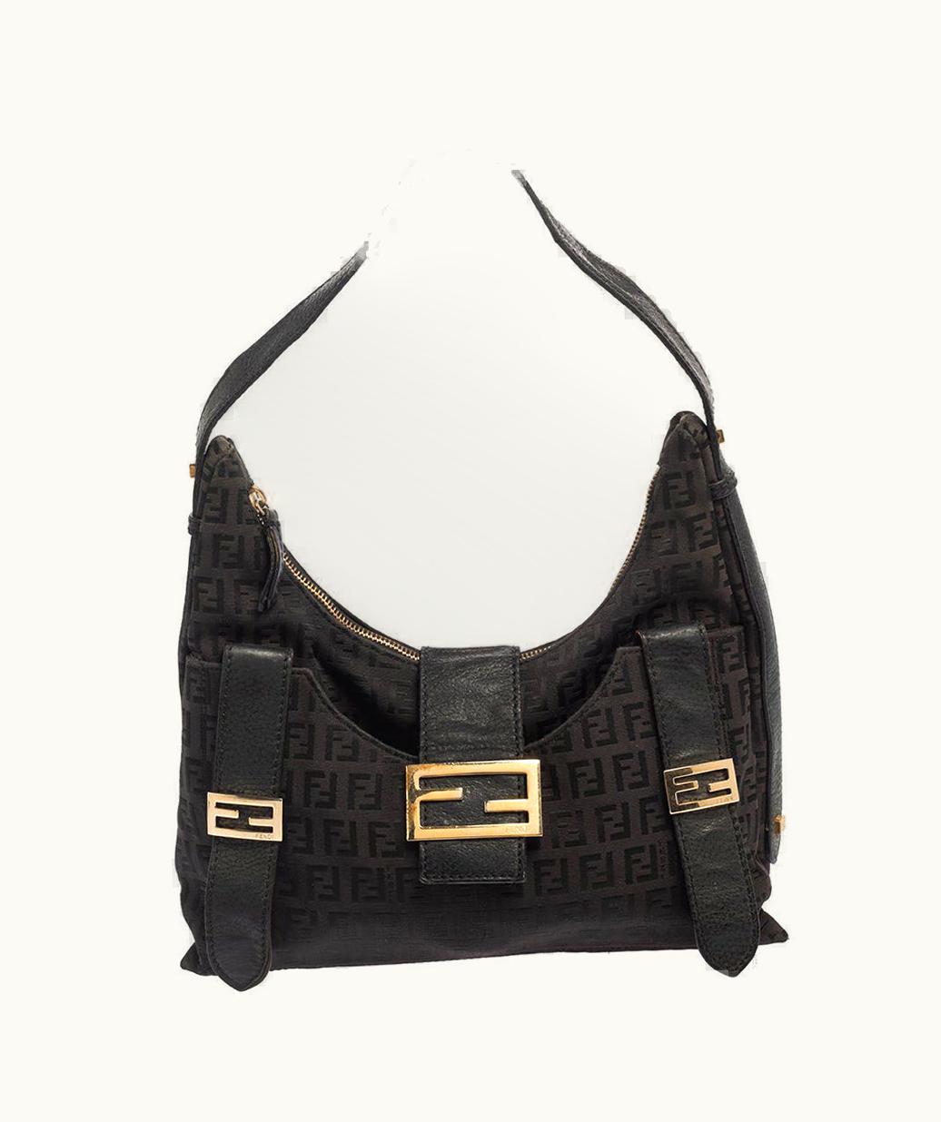 Fendi Fendi Brown Zucchino Canvas And Leather Flap Hobo