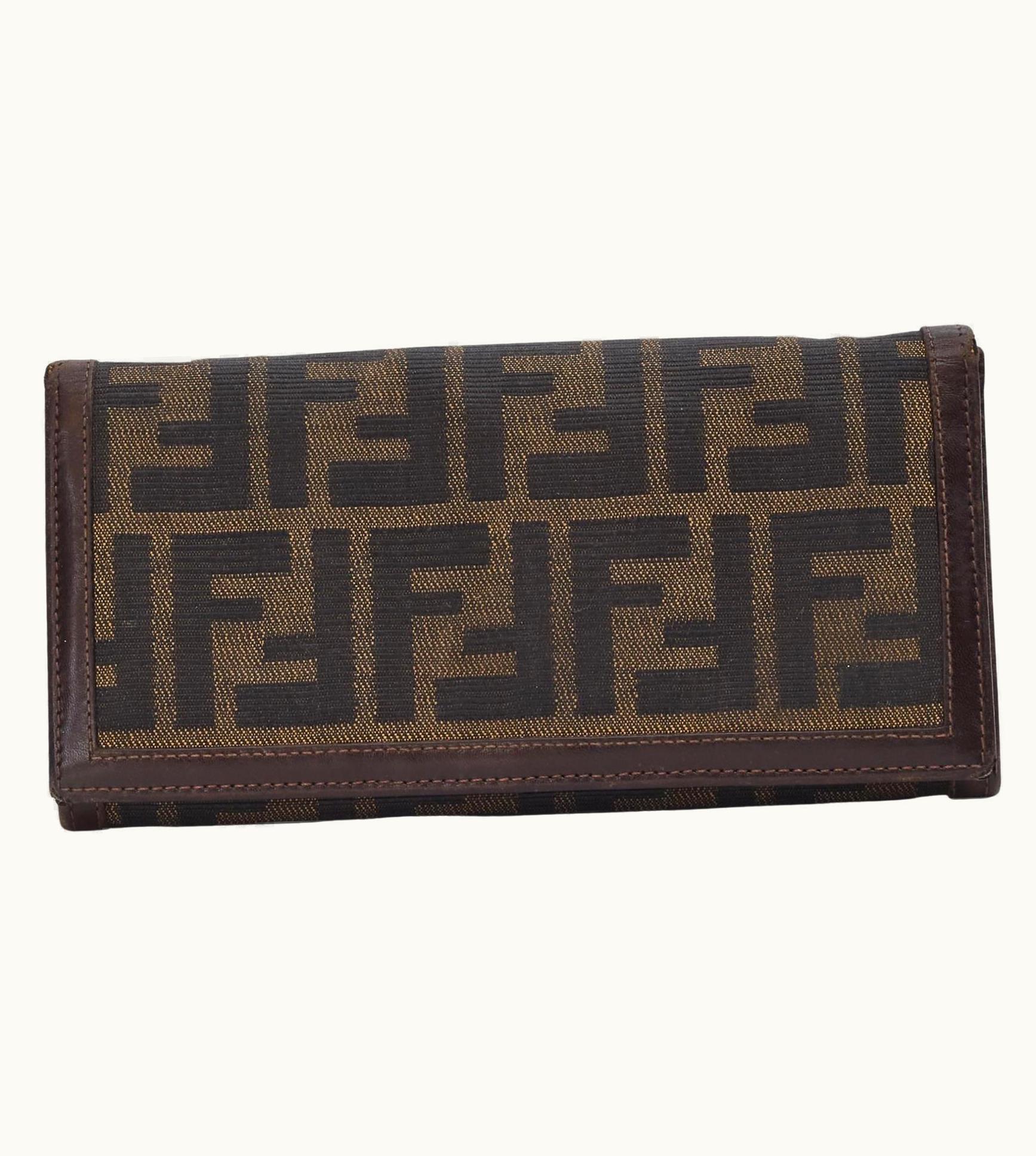Fendi Fendi Vintage Zucca Print Brown Flap Wallet