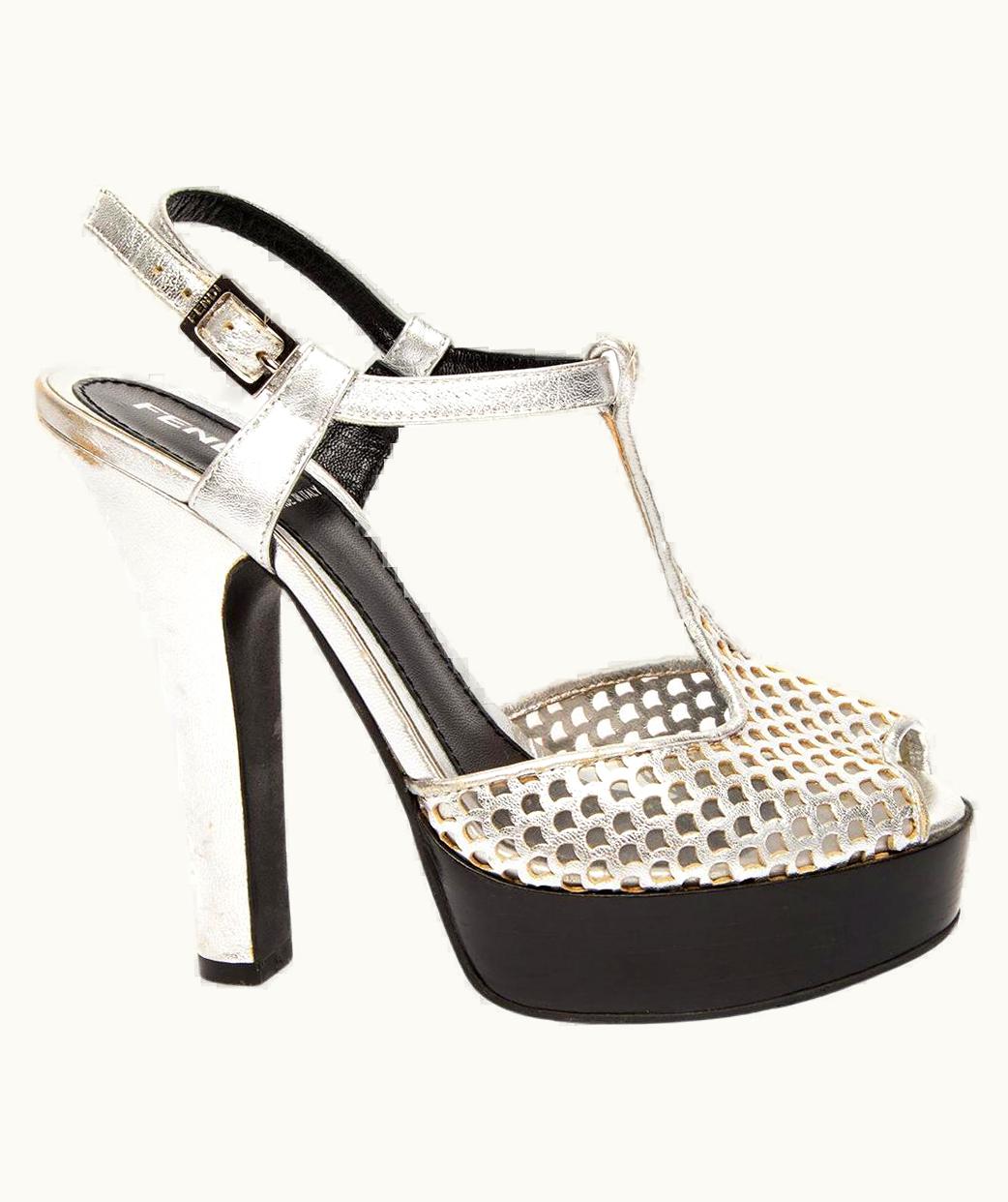 Fendi Fendi Women' Perforated Leather Platform Sandals