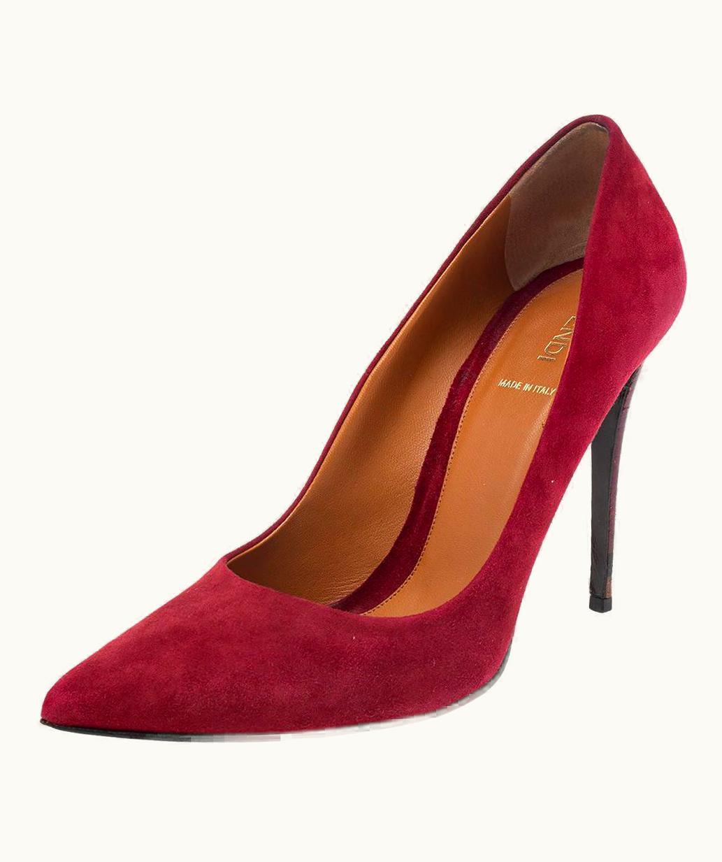 Fendi Fendi Red Suede Pointed Toe Pumps