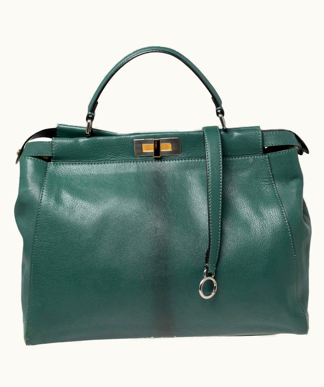 Fendi Fendi Green Leather Large Peekaboo Top Handle Bag UZ0598866