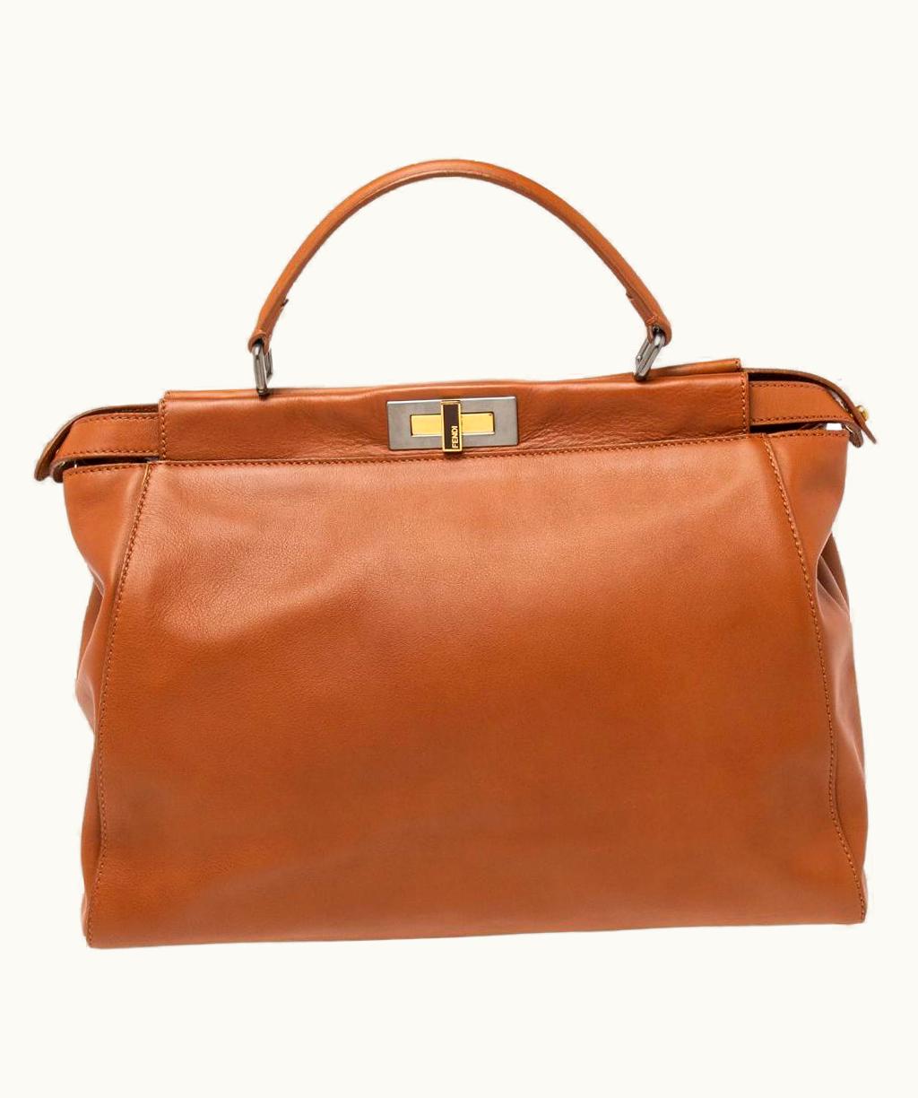 Fendi Fendi Brown Leather Large Peekaboo Top Handle Bag UZ0598873