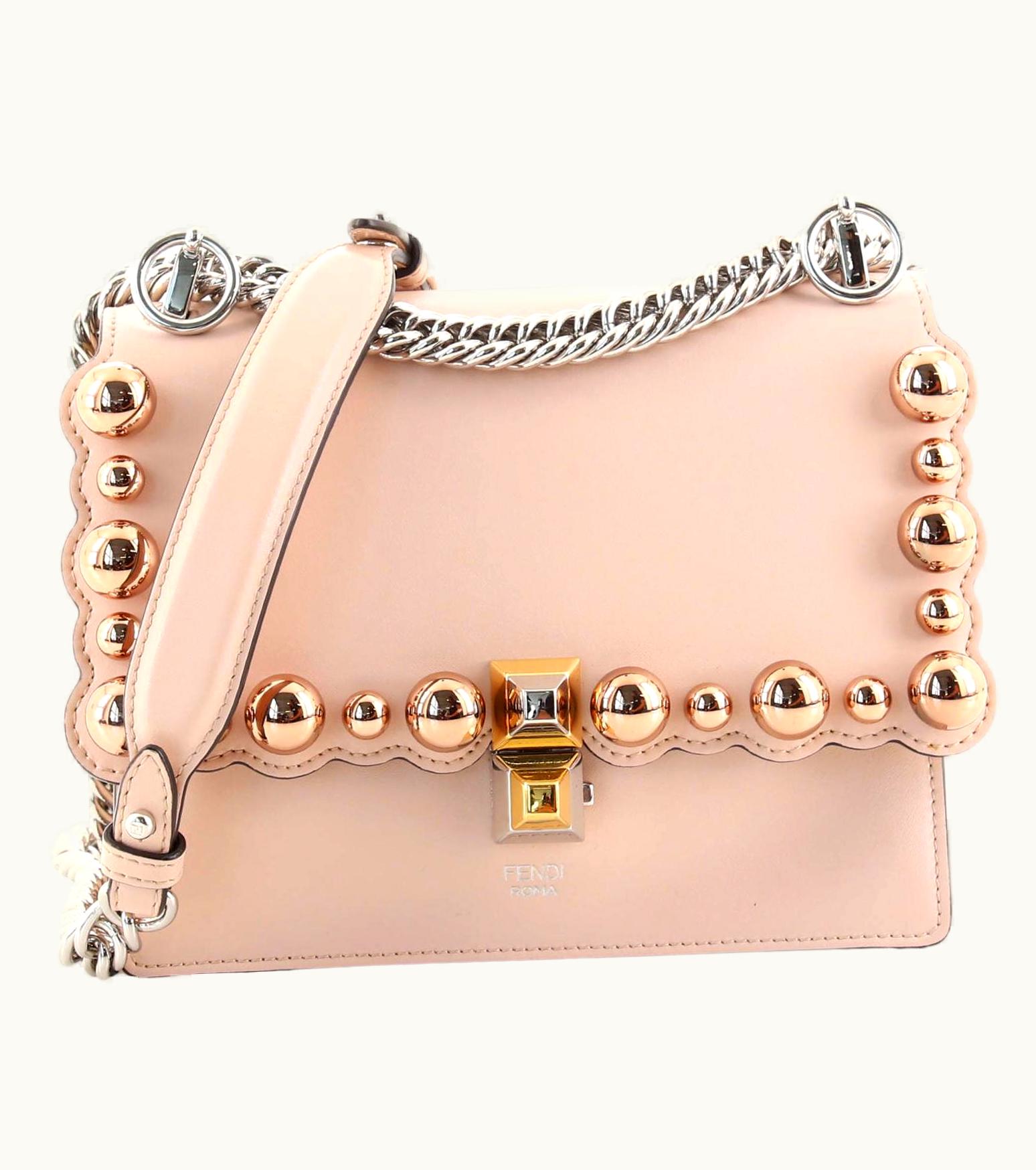 Fendi Fendi Kan I Bag Pearl Embellished Leather Small in Pink