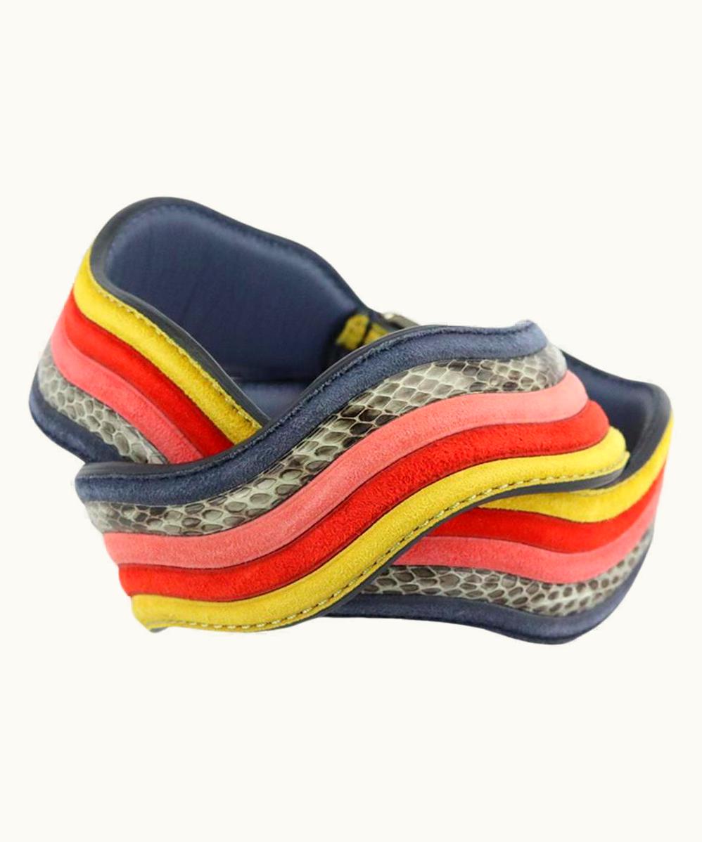 Fendi Fendi Striped Snakeskin, Leather And Suede Bag Strap