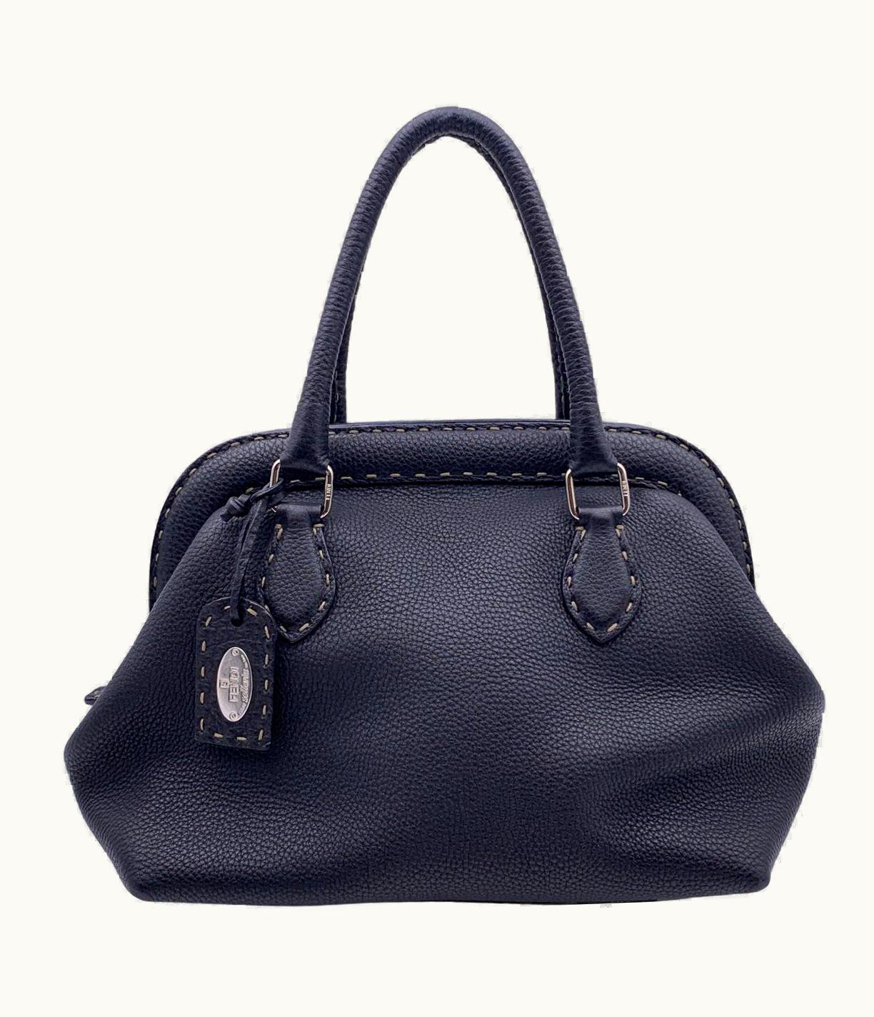 Fendi Fendi Selleria Black Leather Doctor Bag Handbag Satchel