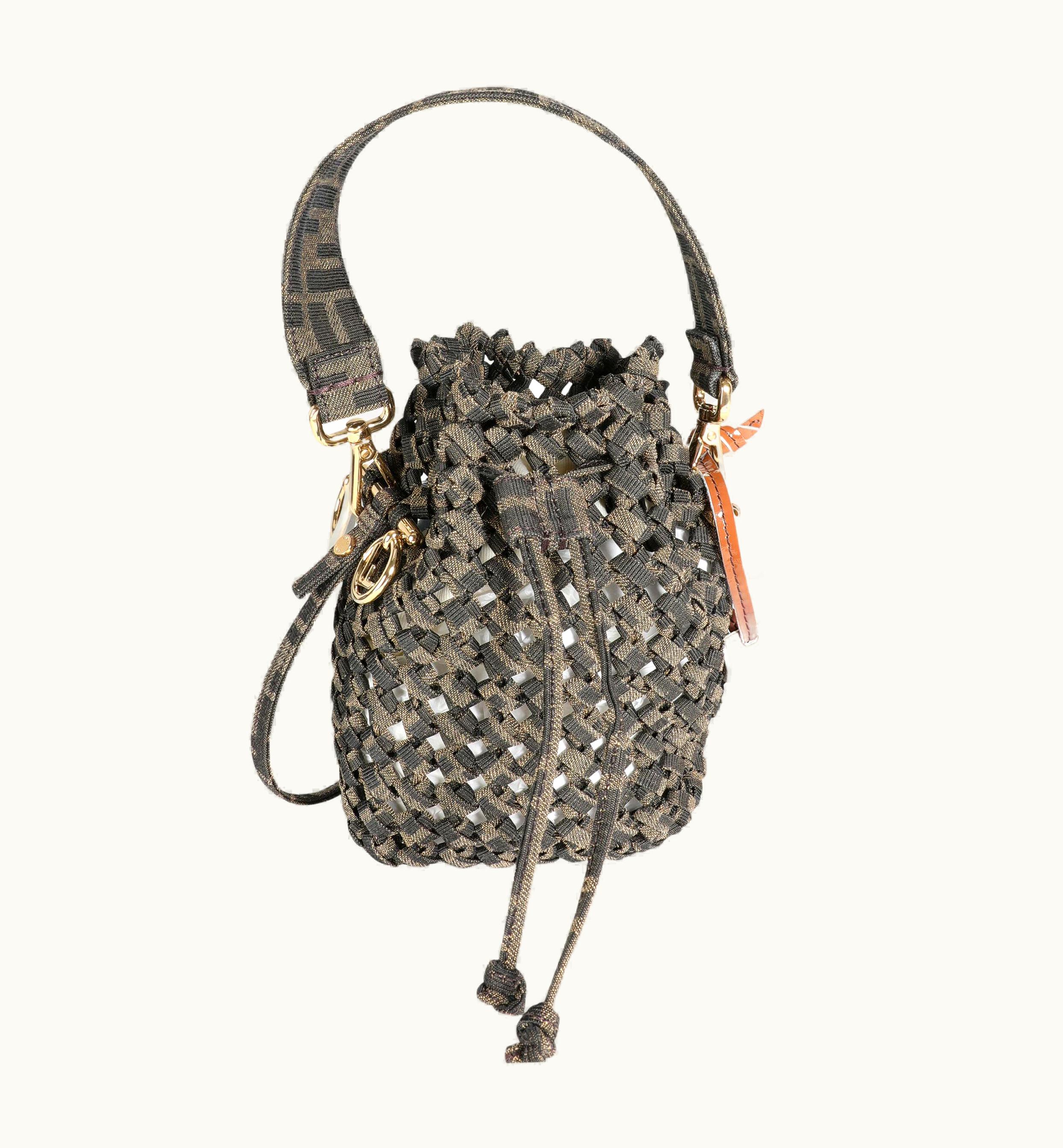 Fendi Fendi Brown Jacquard Interlace Canvas Mini Mon Tresor