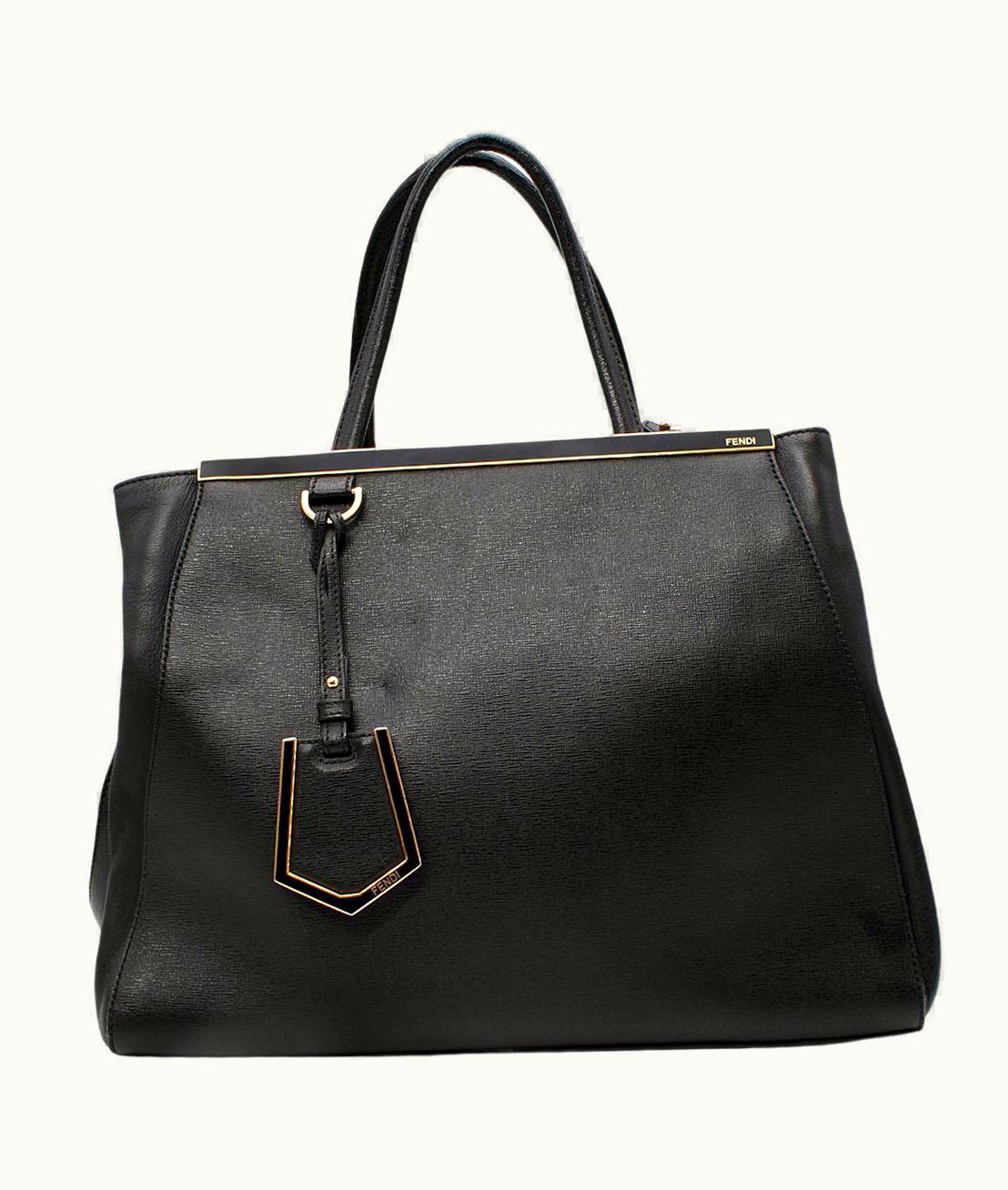 Fendi Fendi 2jours Black Saffiano Leather Large Shoulder Bag