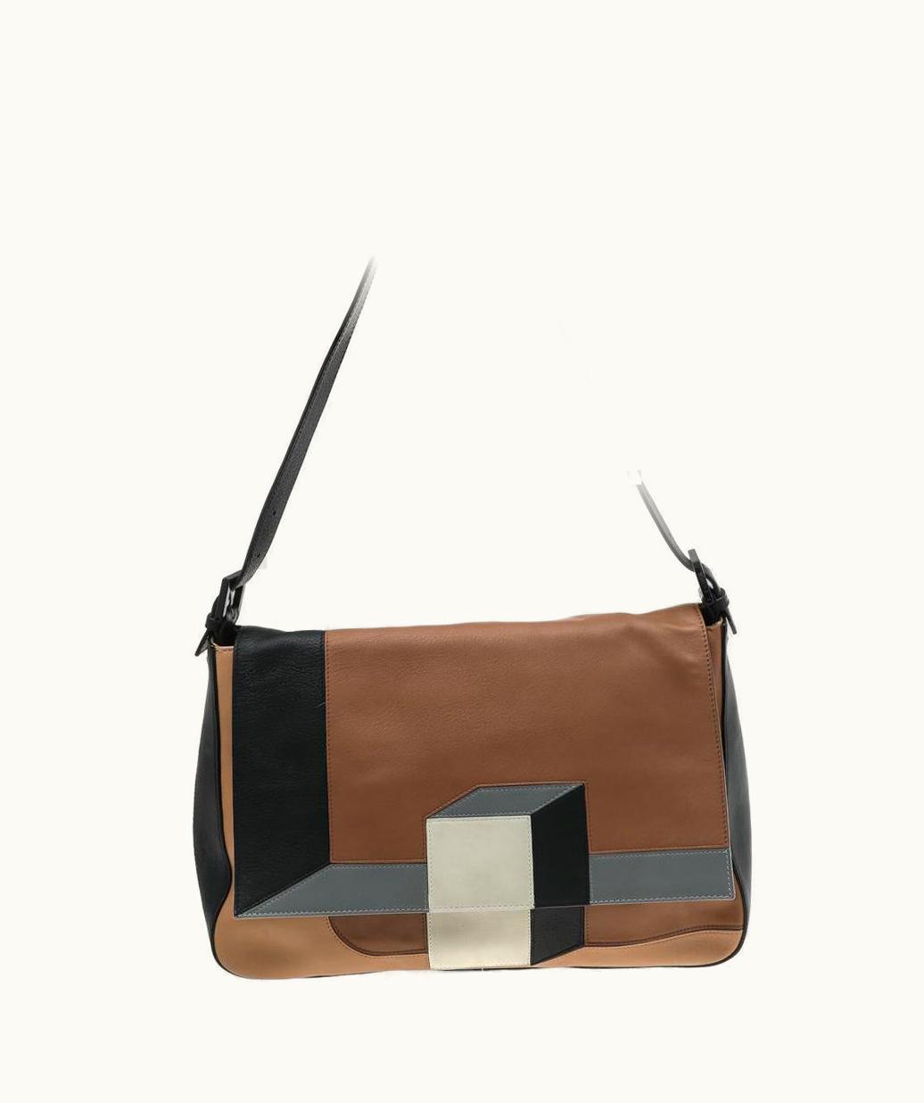Fendi Fendi Multicolor Leather Mania Colorblock Flap Shoulder Bag