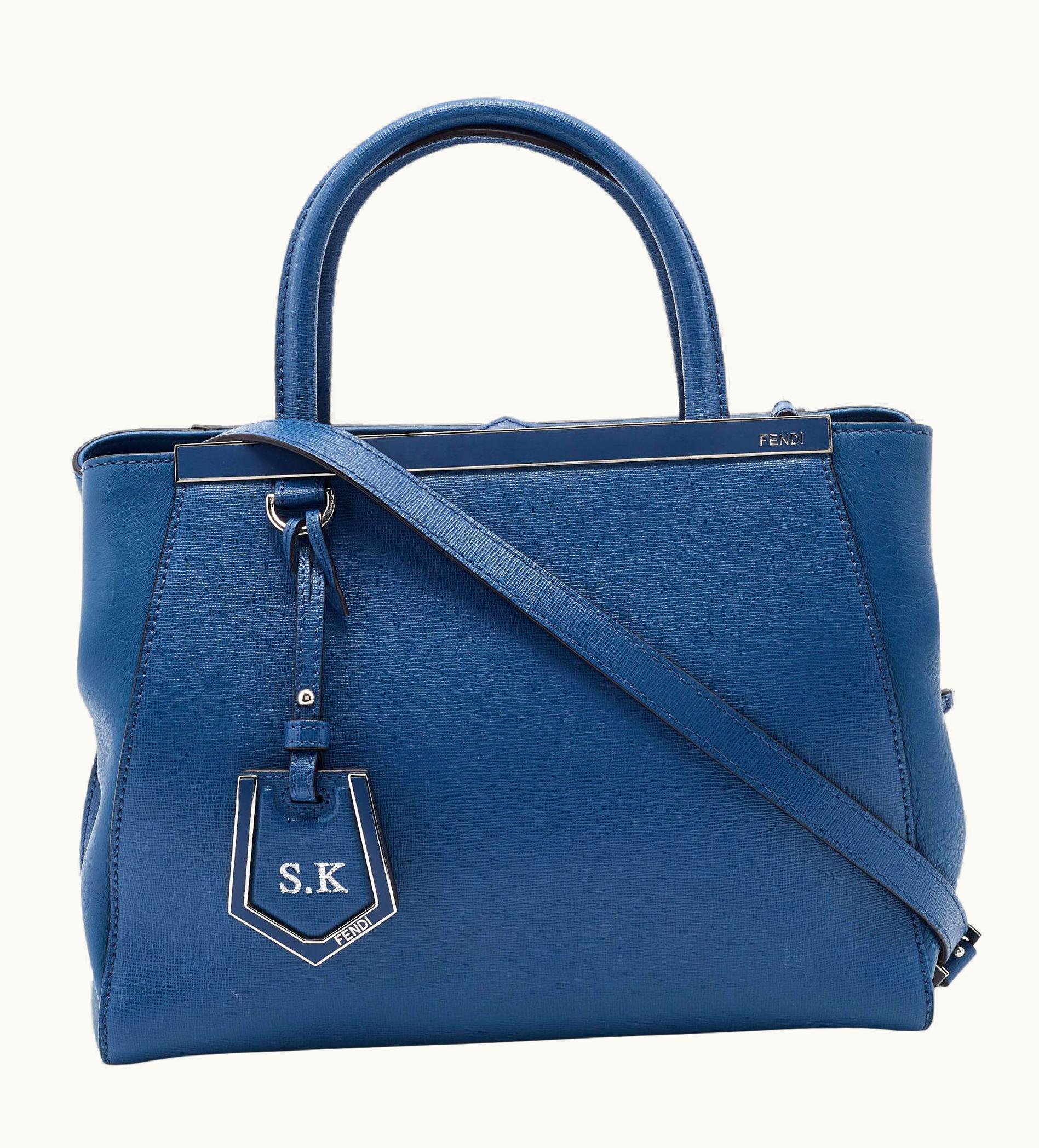 Fendi Fendi Blue Leather Petite Sac 2jours Elite Tote