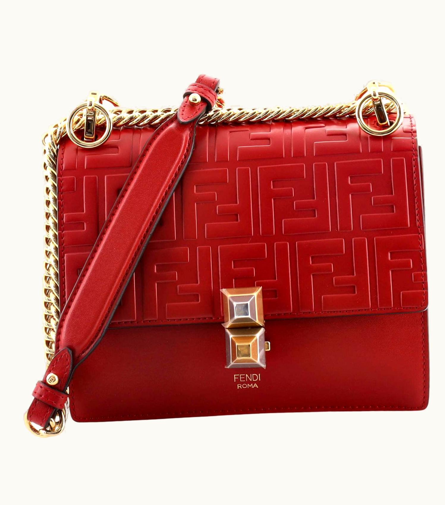 Fendi Fendi Kan I Bag Zucca Embossed Leather Small UZ0598906