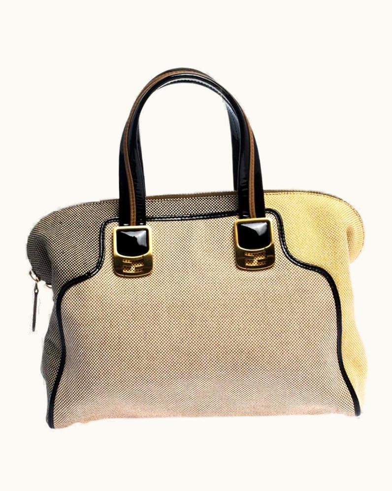 Fendi Fendi Multicolor Canvas And Patent Leather Chameleon Satchel