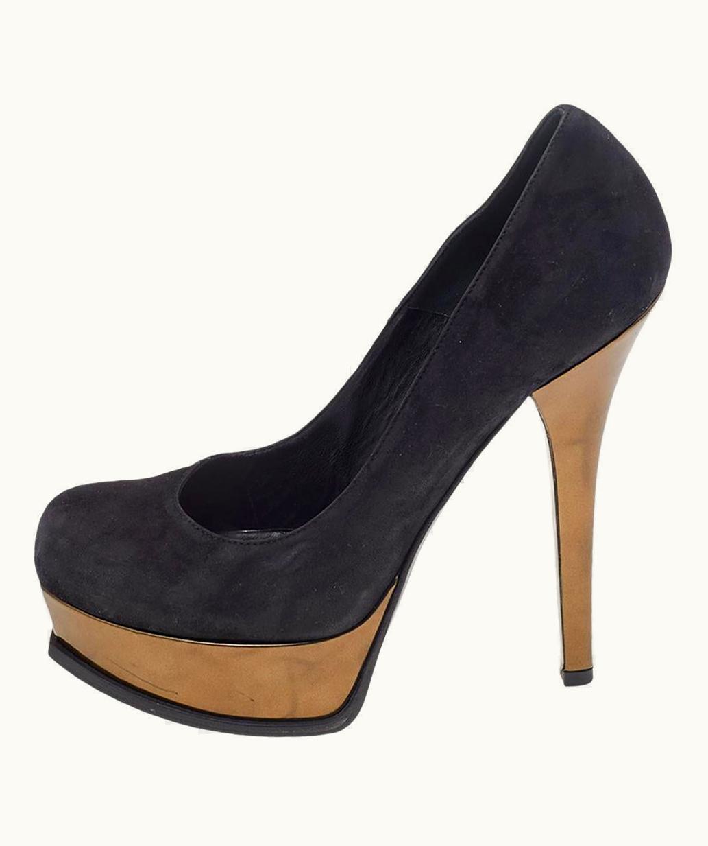 Fendi Fendi GLINT Black Leather Fendista Platform Pumps