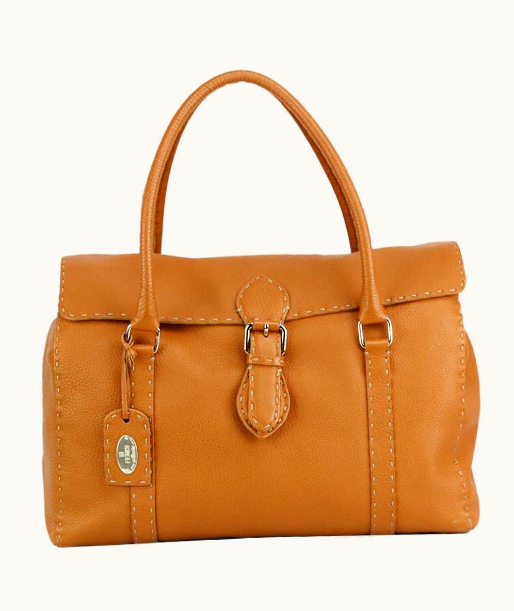 Fendi Fendi Linda Selleria Large Textured Leather Shoulder Bag