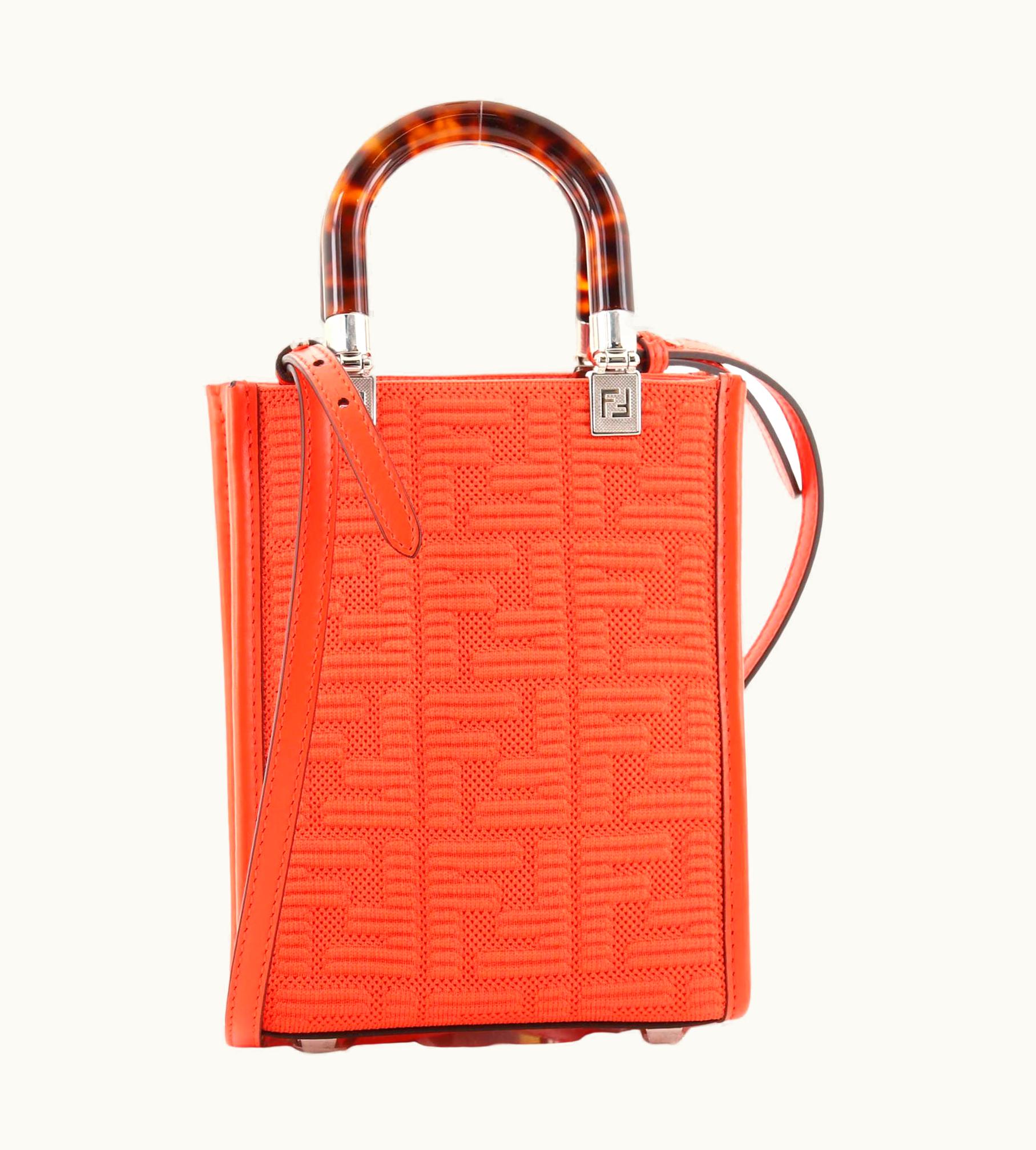 Fendi Fendi Sunshine Shopper Tote Zucca Technical Mesh Mini Red