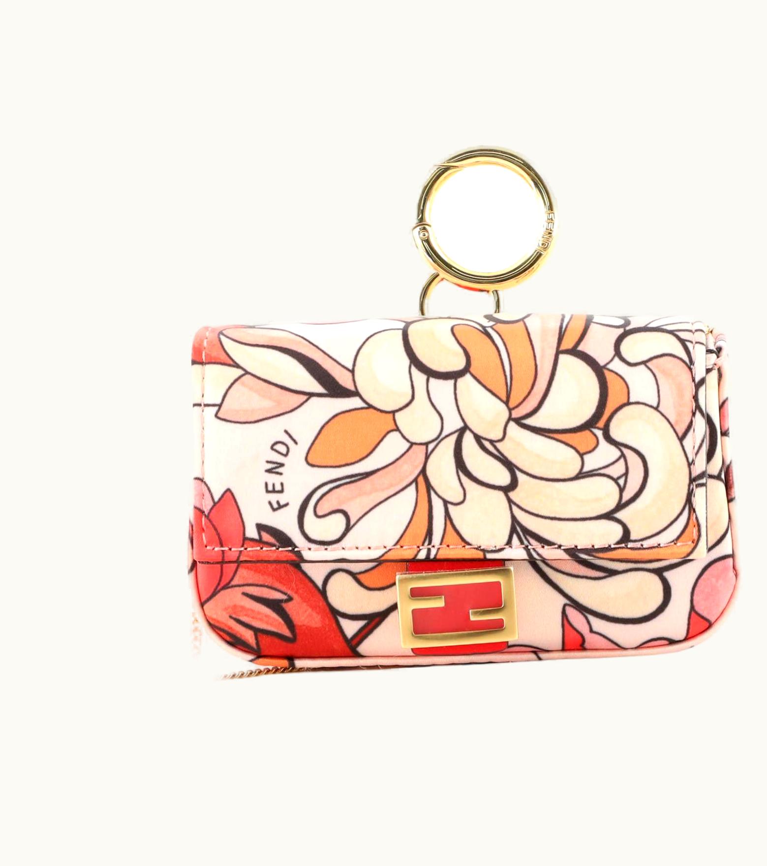 Fendi Fendi Chain Baguette Charm Bag Printed Satin Nano UZ0598923