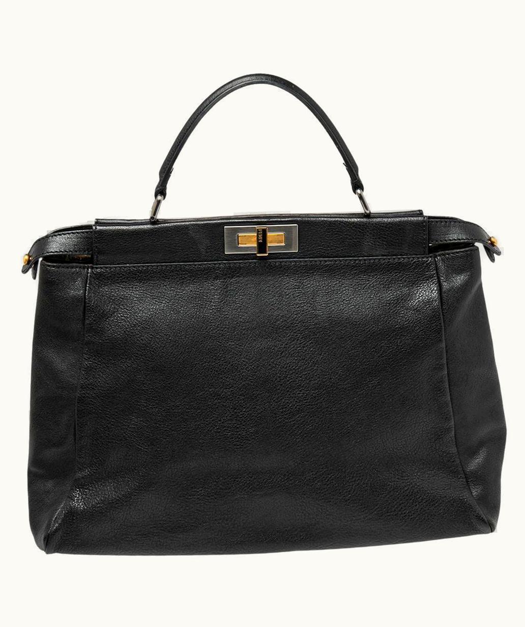 Fendi Fendi Black Leather Large Peekaboo Top Handle Bag UZ0598928