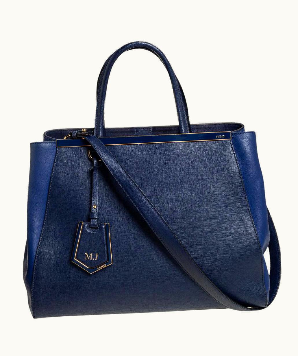 Fendi Fendi Two Tone Blue Leather Medium 2Jours Tote