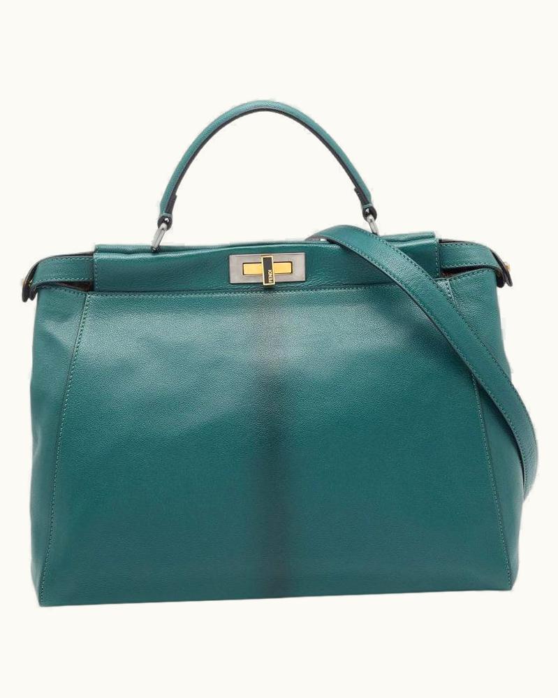 Fendi Fendi Green Leather Large Peekaboo Top Handle Bag UZ0598940