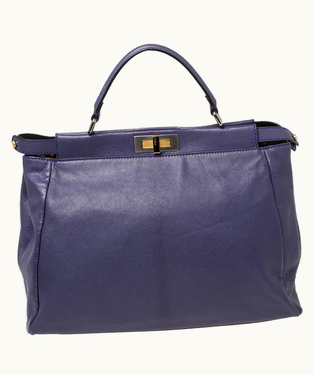 Fendi Fendi Purple Leather Large Peekaboo Top Handle Bag UZ0598943