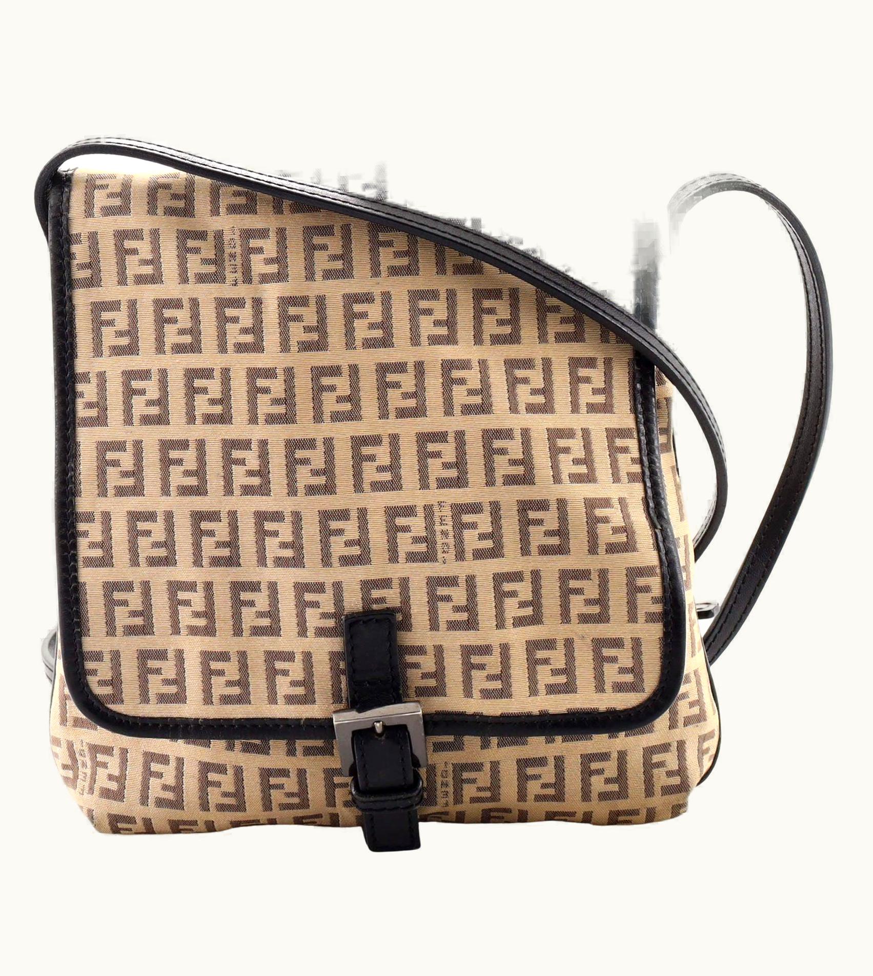 Fendi Fendi Vintage Flap Crossbody Bag Zucchino Canvas Small