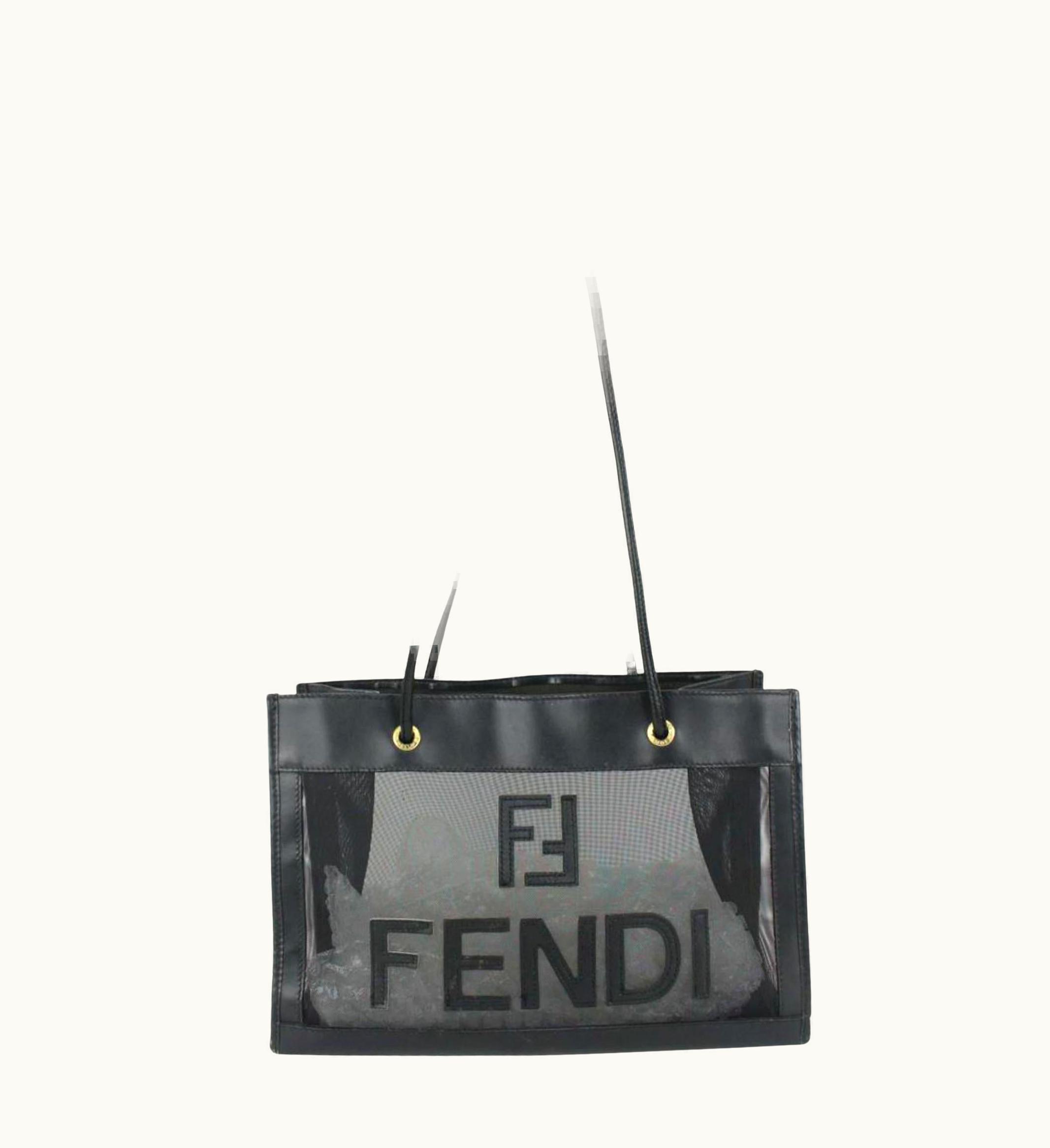 Fendi Fendi Ff Zucca Black Mesh Shopper Tote 4ff330