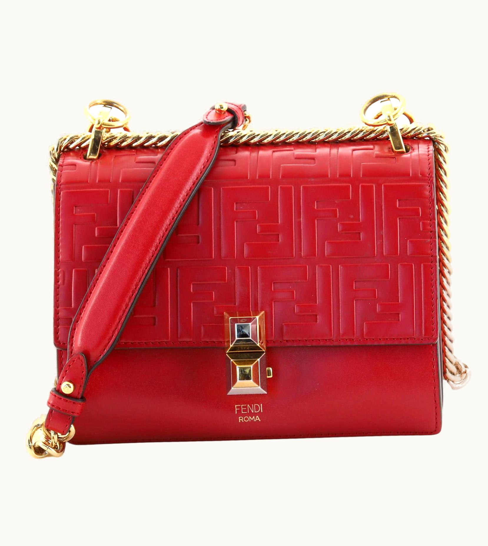 Fendi Fendi Kan I Bag Zucca Embossed Leather Small UZ0598949