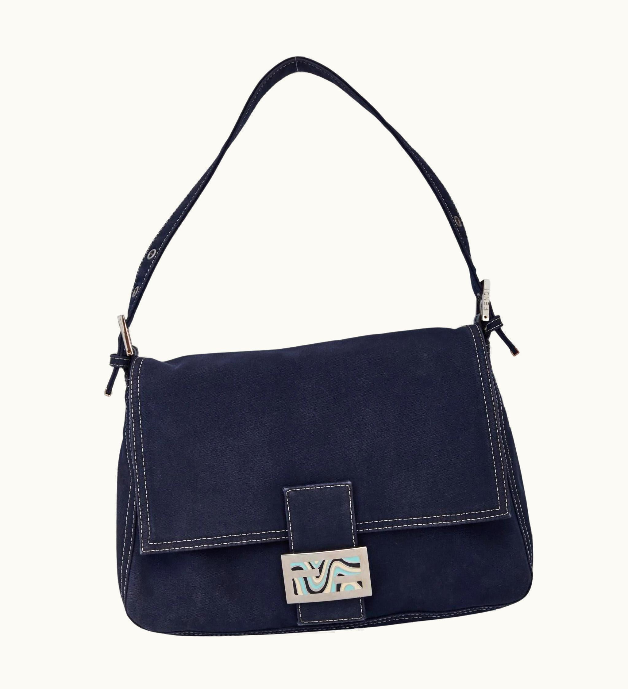 Fendi Fendi Navy Blue Forever Mama Baguette Shoulder Bag