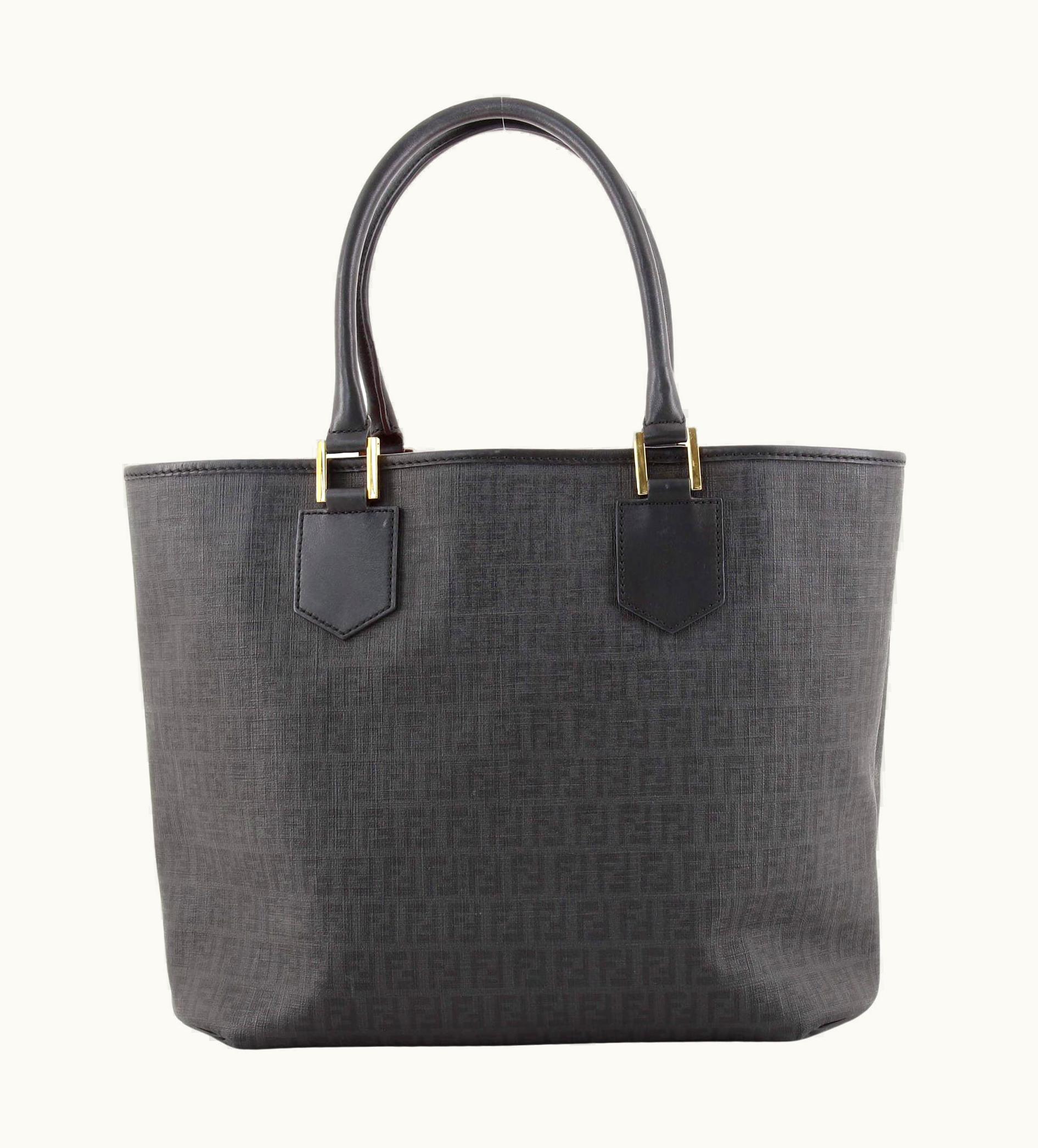 Fendi Fendi Drawstring Bucket Tote Zucchino Coated Canvas Medium