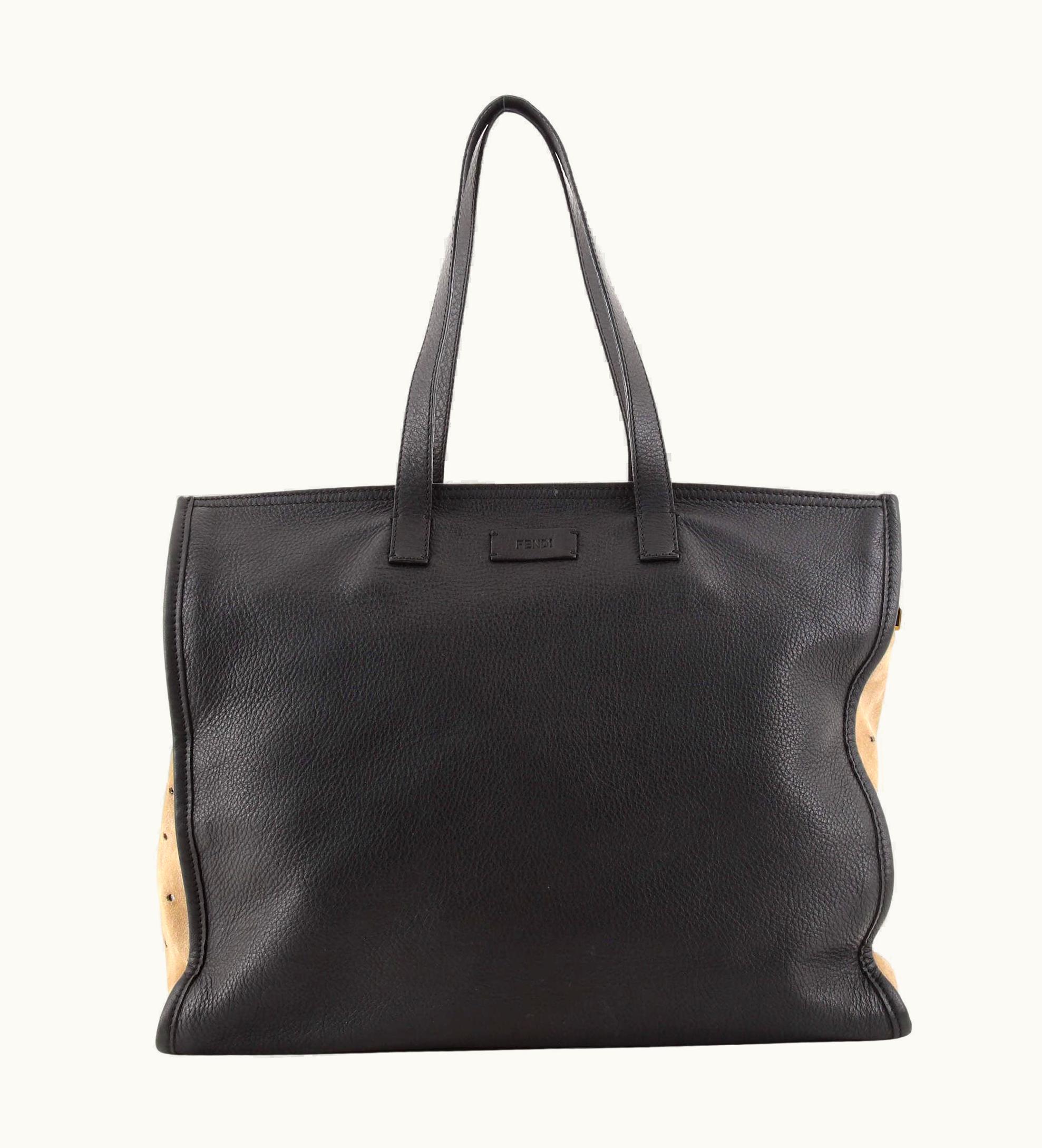 Fendi Fendi Zip Shopping Tote Leather And Suede Large