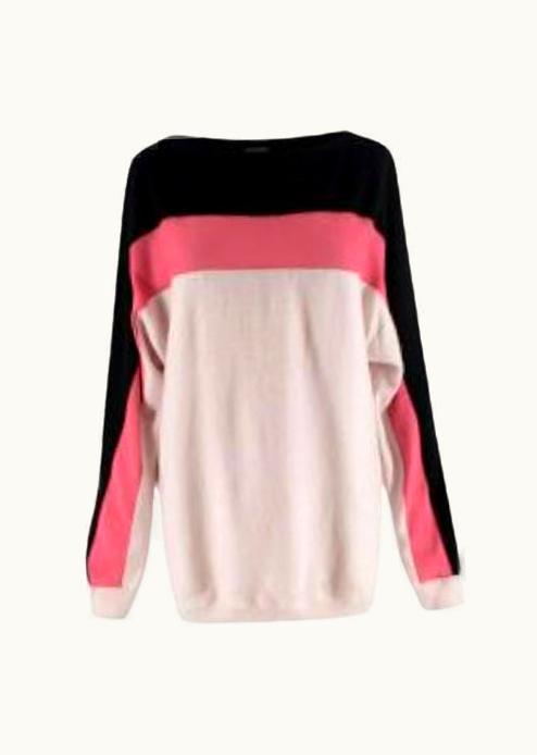 Fendi Fendi Pink & Black Colourblock Cashmere Jumper