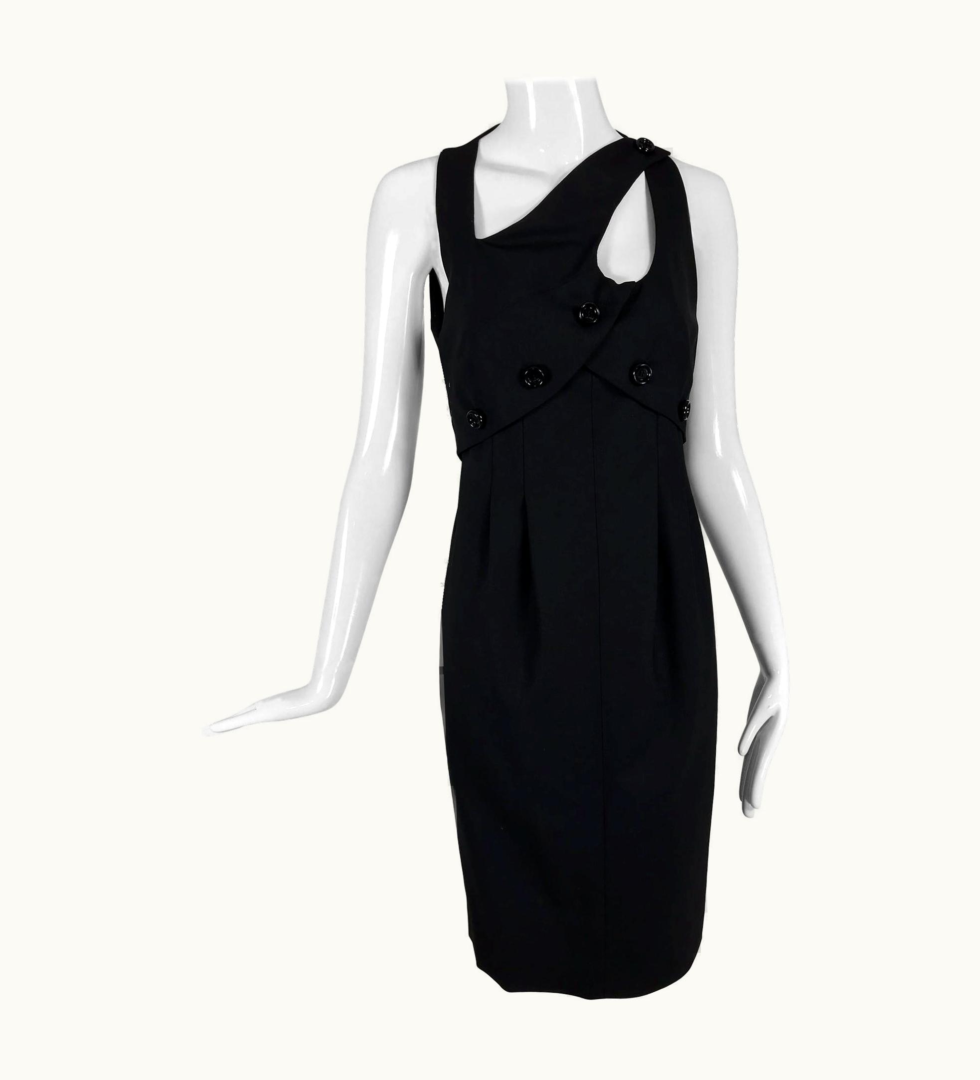 Fendi Fendi Button Strap Cut Out Black Gabardine Dress