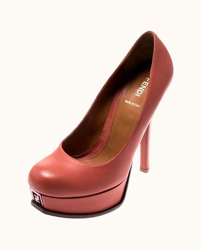Fendi Fendi Coral Pink Leather Fendista Platform Pumps