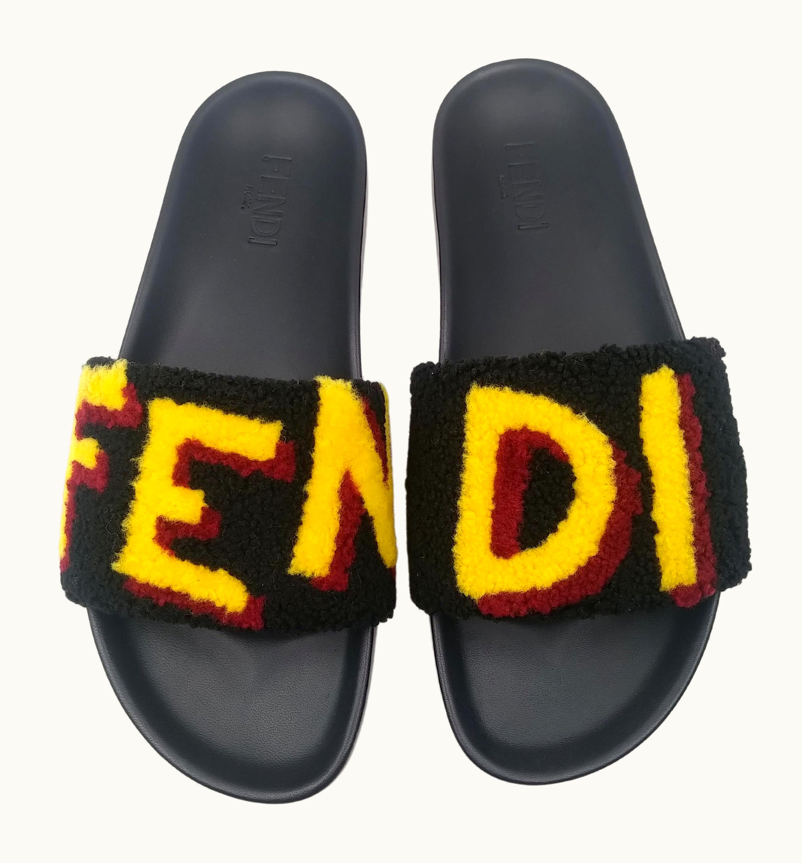 Fendi Fendi Leather And Fur Slides Slippers