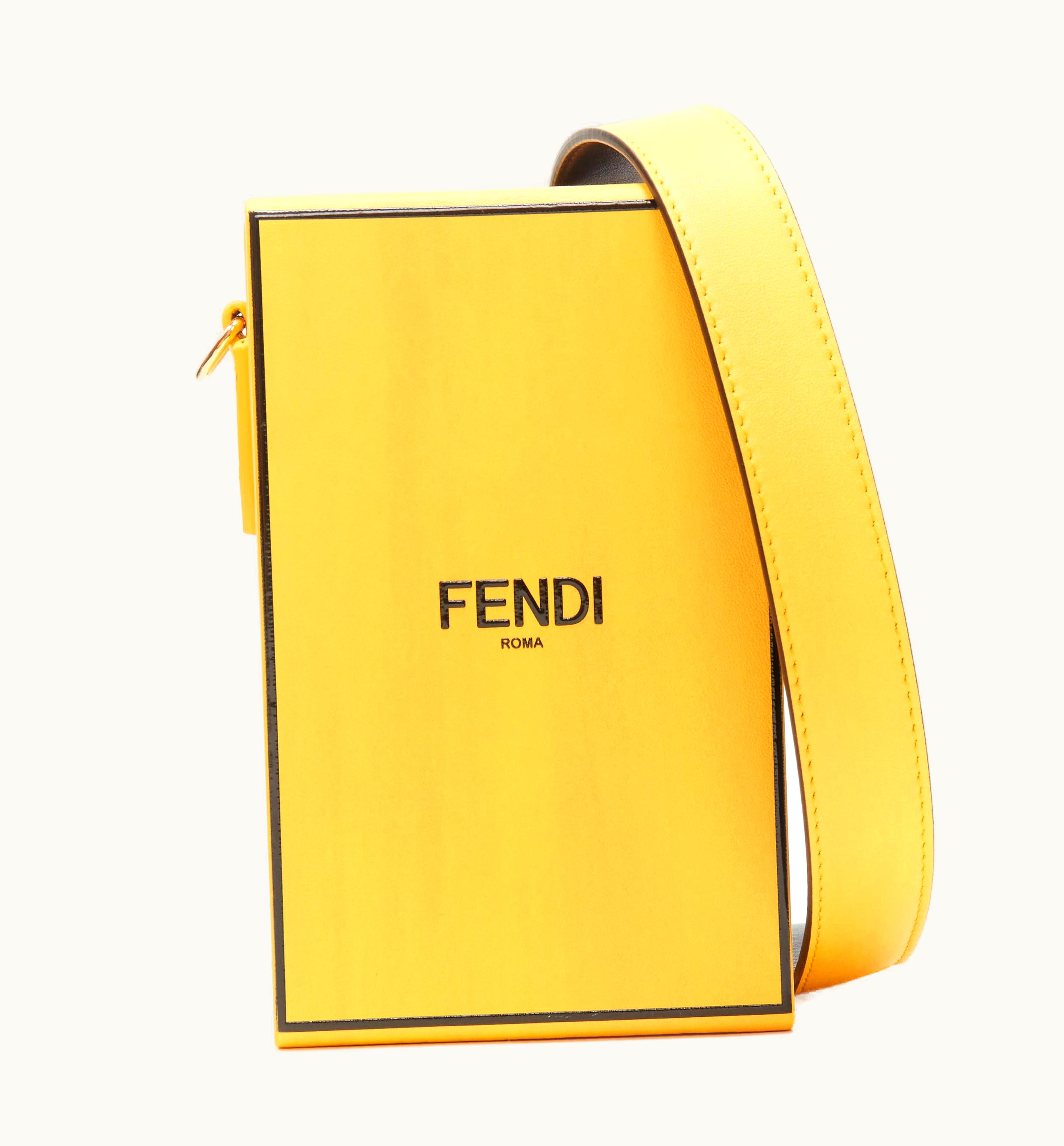 Fendi Fendi Vertical Box Signature Yellow Black Crossbody Structured Bag