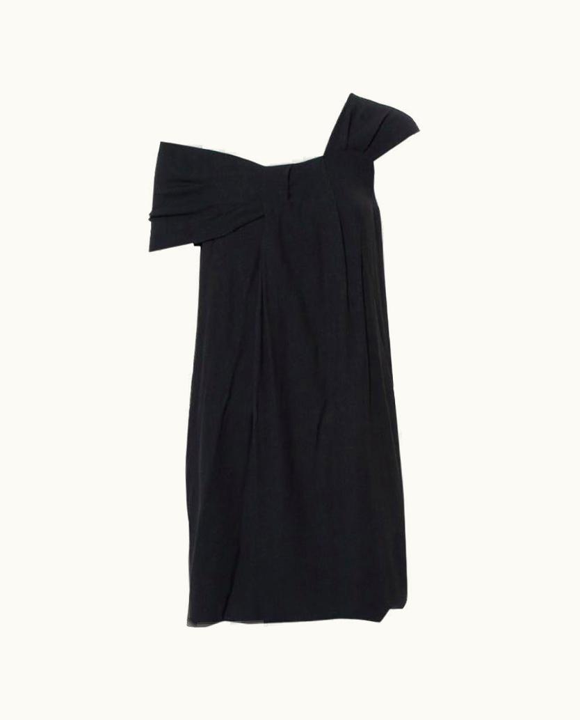 Fendi Fendi Black Crepe Pleated One Shoulder Mini Dress
