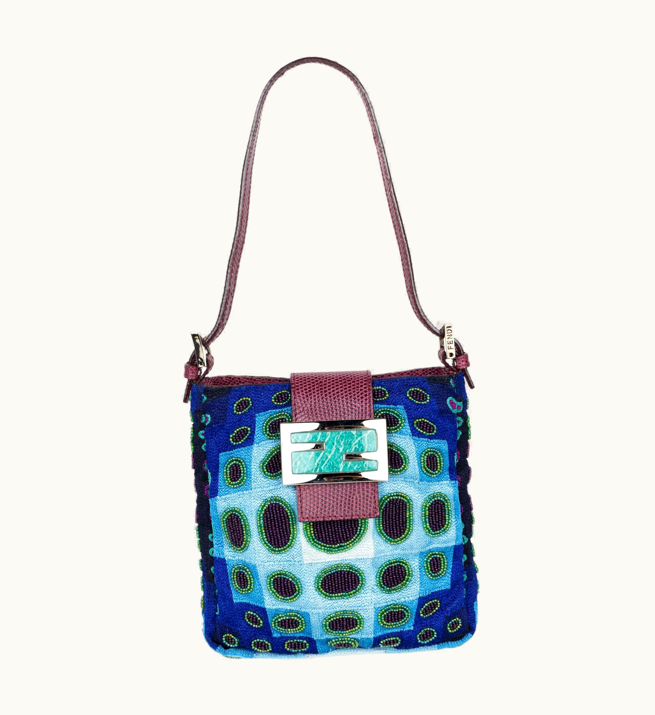 Fendi Vintage Rare Fendi Beaded Lizard Trim Mini Bag, 1990s