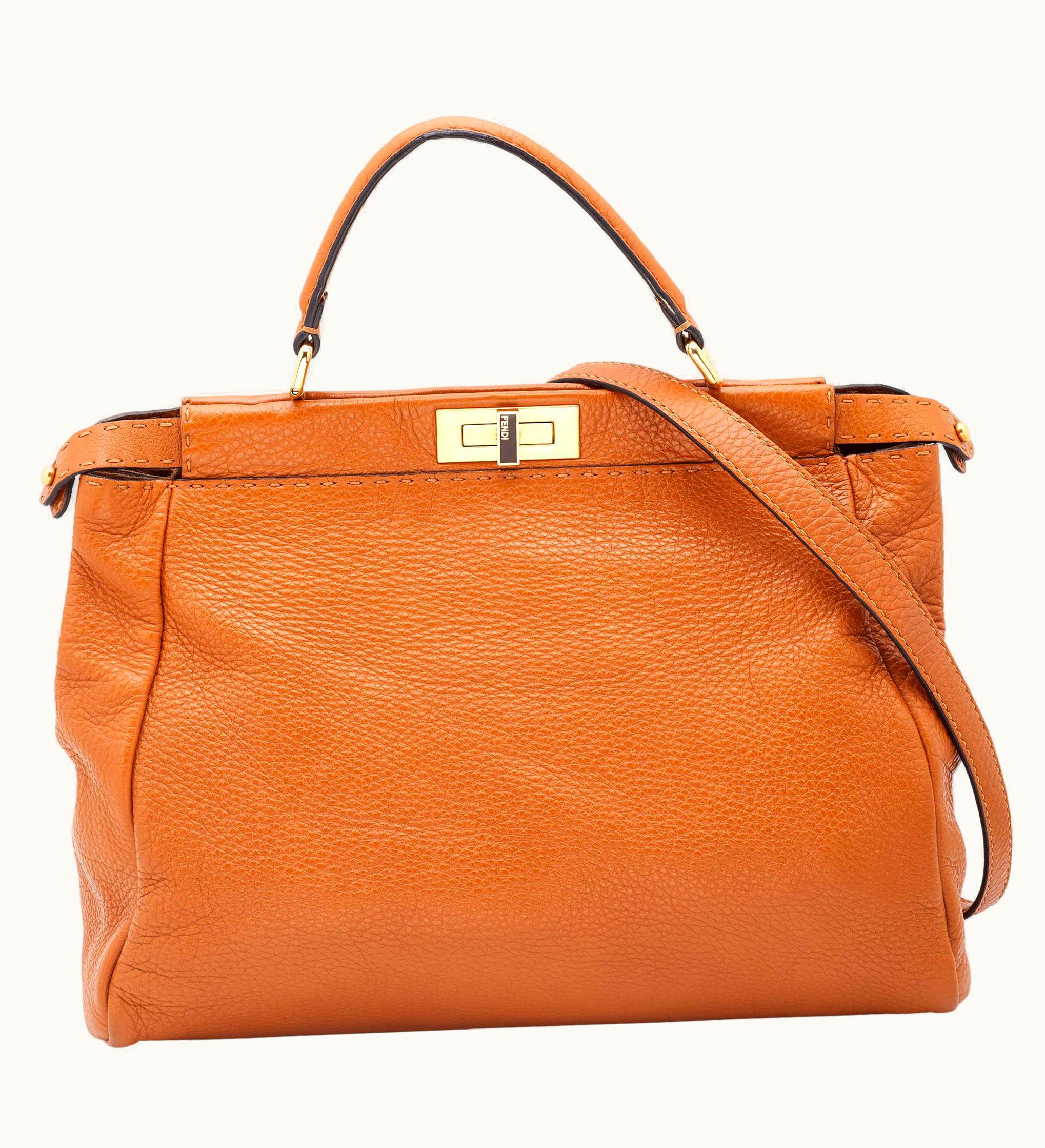 Fendi Fendi Brown Leather Large Peekaboo Top Handle Bag UZ0599003