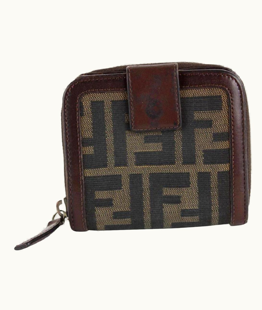 Fendi Fendi Monogram Ff Zucca Compact Zip Wallet 13ff1214