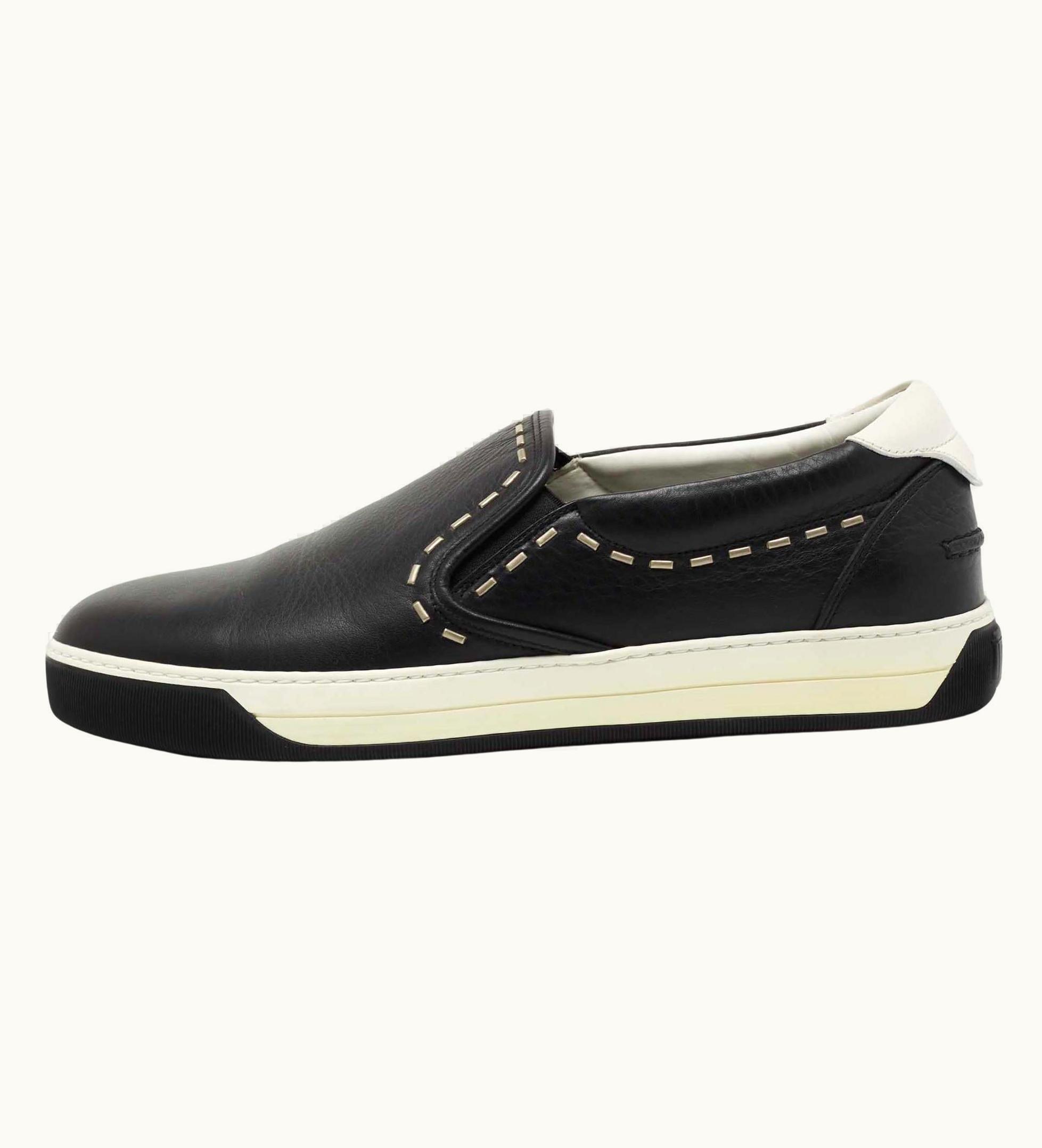 Fendi Fendi Black Leather Slip On Sneakers