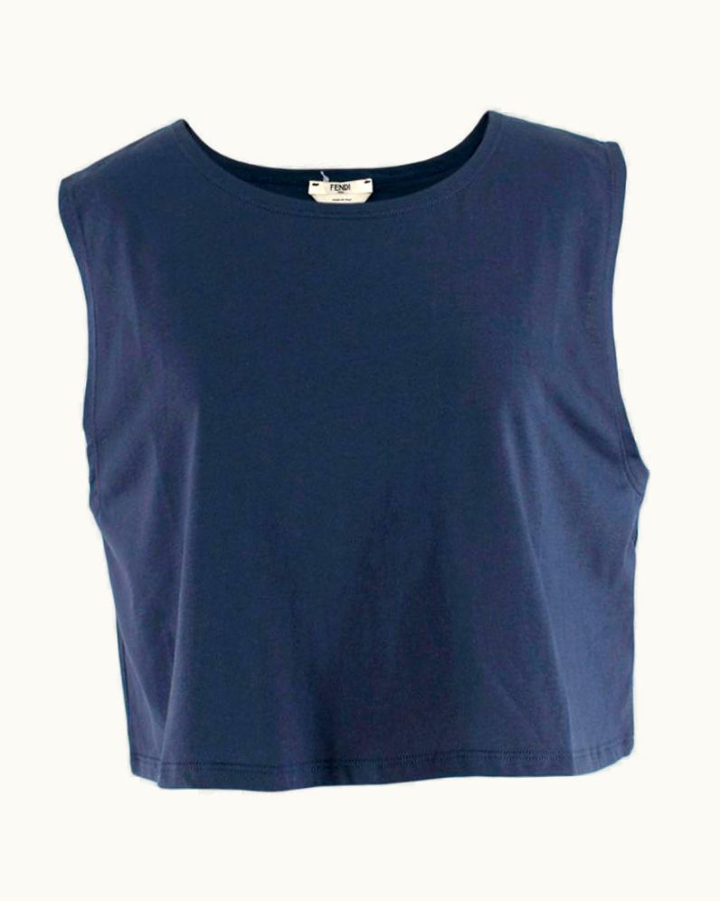 Fendi Fendi Navy Cotton Sleeveless Crop Top