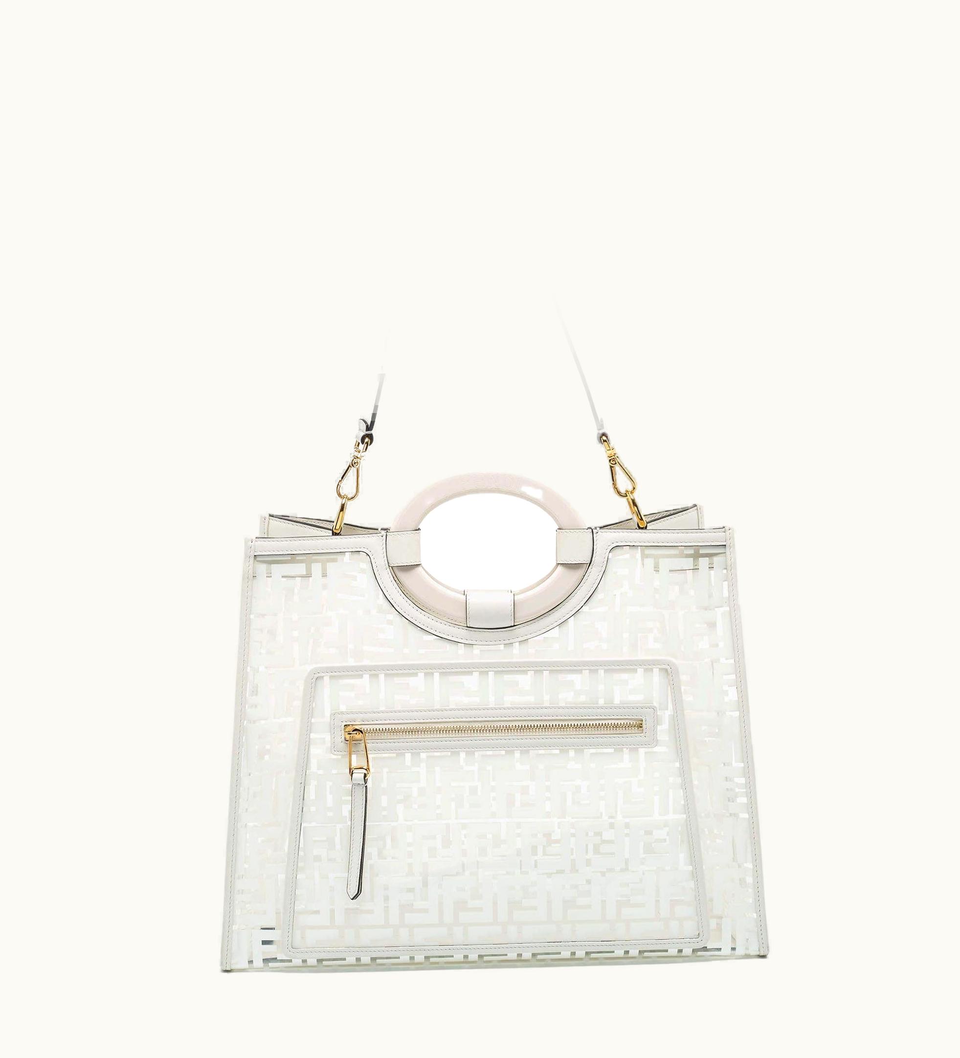 Fendi Fendi White Zucca Pvc And Leather Runaway Shopper Tote