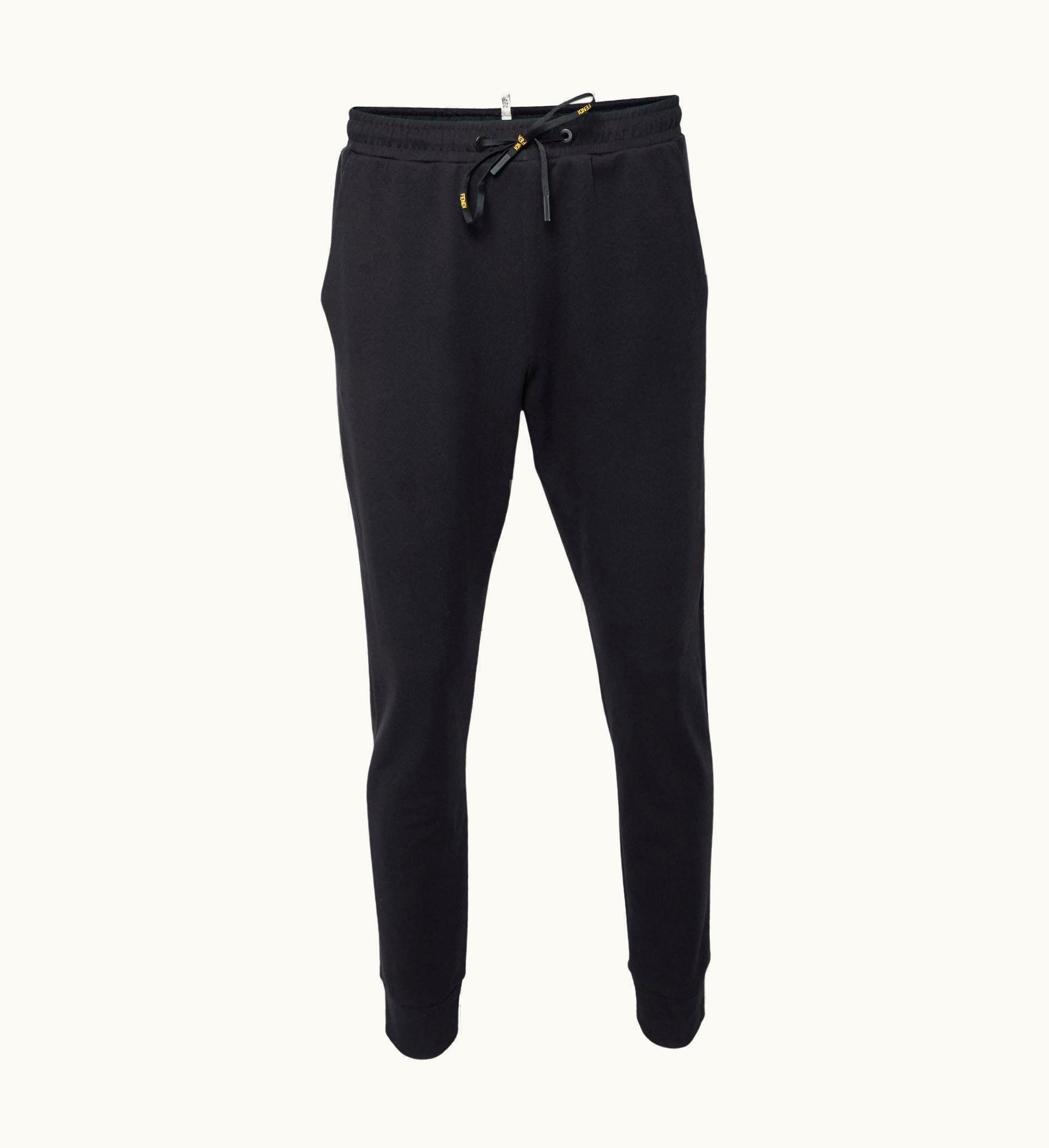 Fendi Fendi Black Stretch Knit Logo Tape Detailed Trackpants